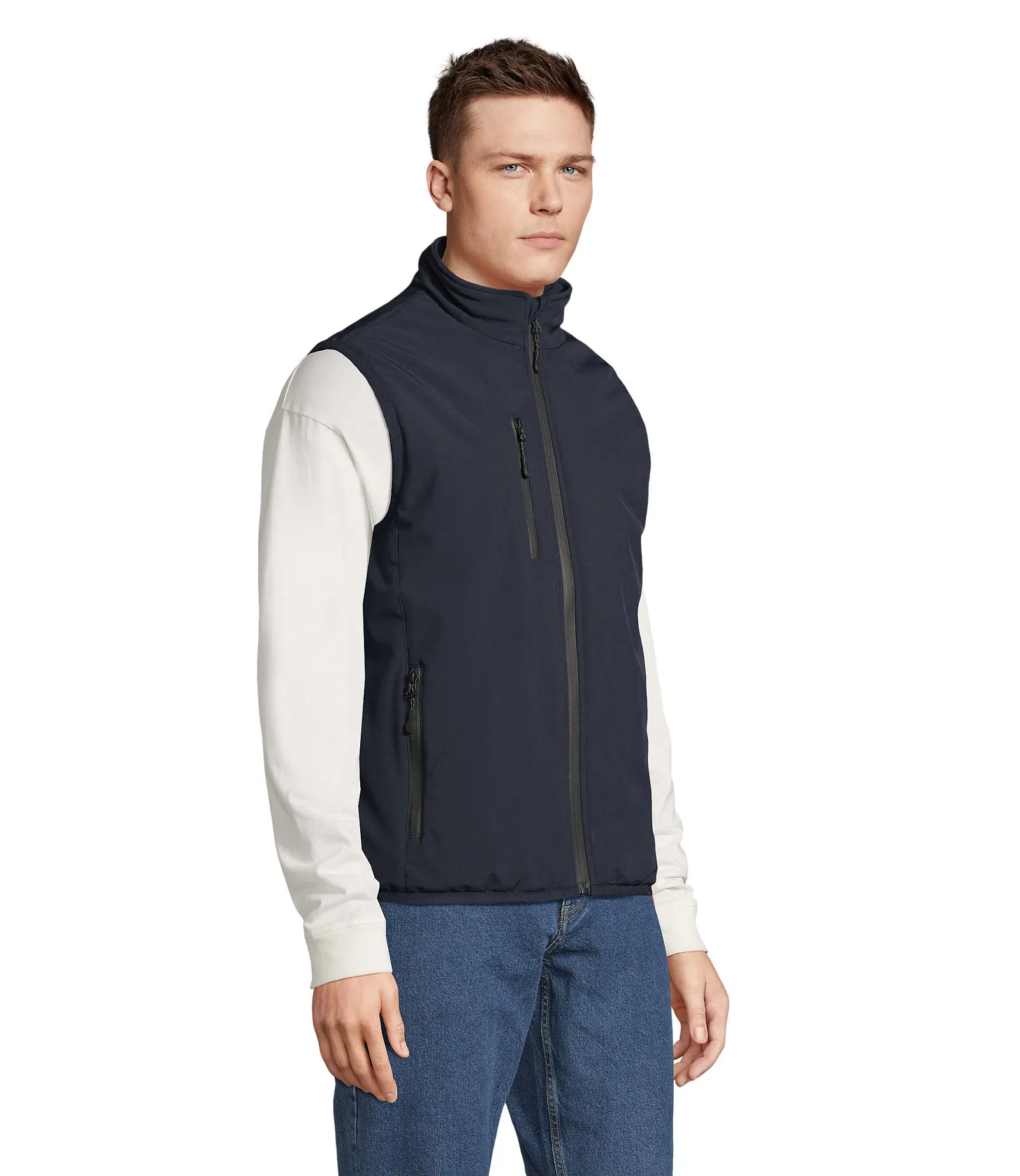 Gilet SOL'S Falcon Padded BW, Abyss blue, su modello, lato