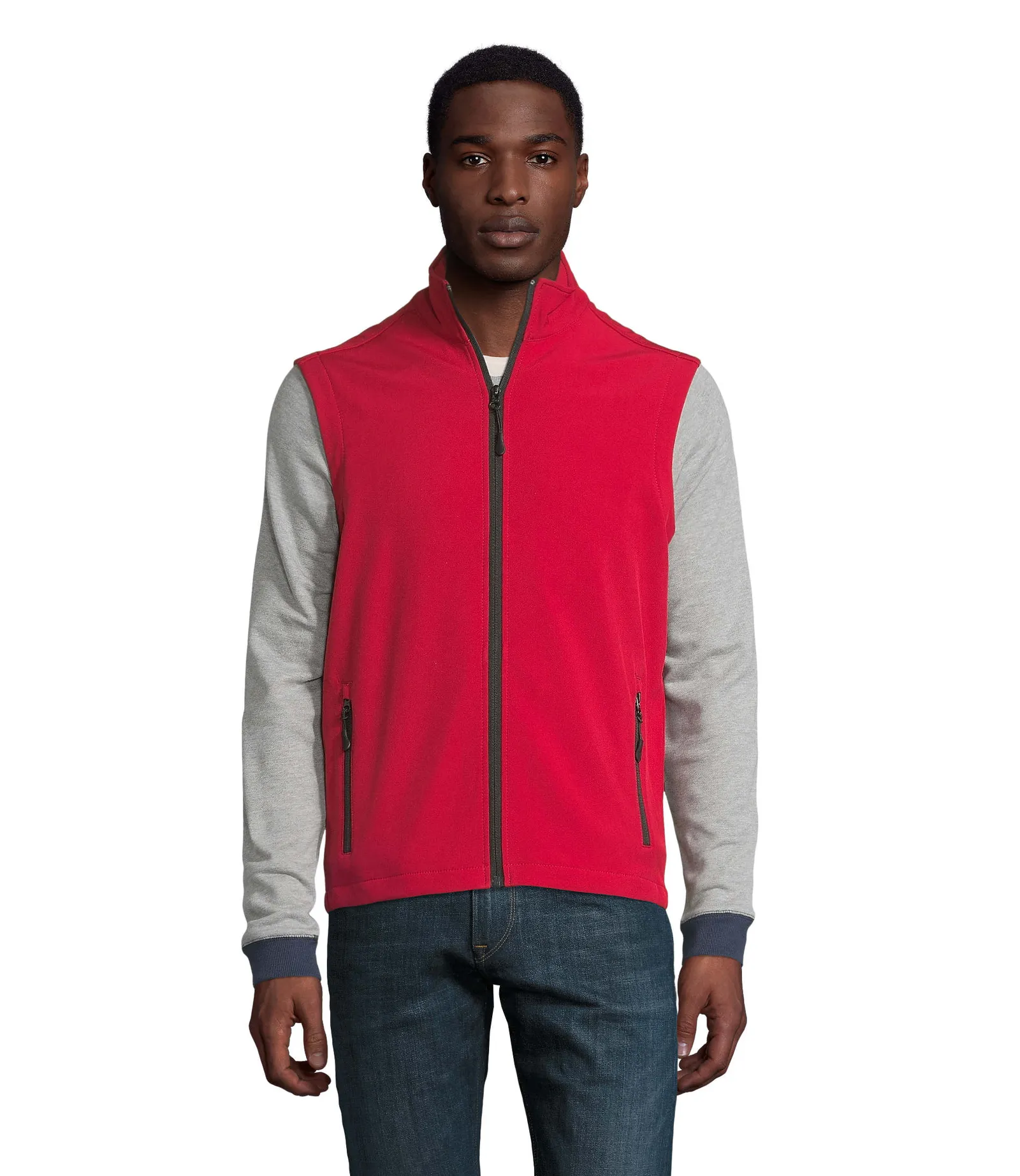 Gilet SOL'S Race BW Men, Pepper red, su modello, fronte