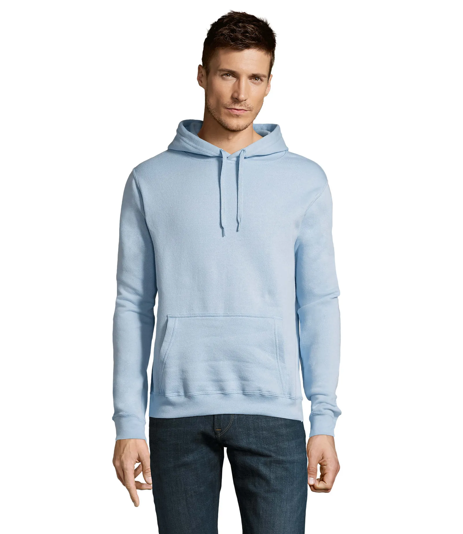 Felpa con cappuccio SOL'S Slam, Sky blue, su modello, fronte