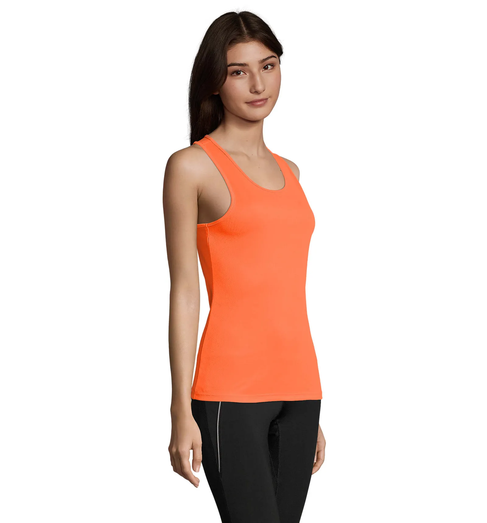 Canotta SOL'S Sporty TT Women, Neon orange, su modello, lato