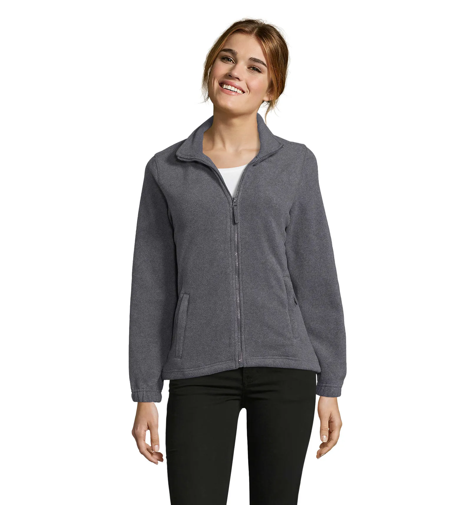 Pile SOL'S North Women, Grey melange, su modello, fronte