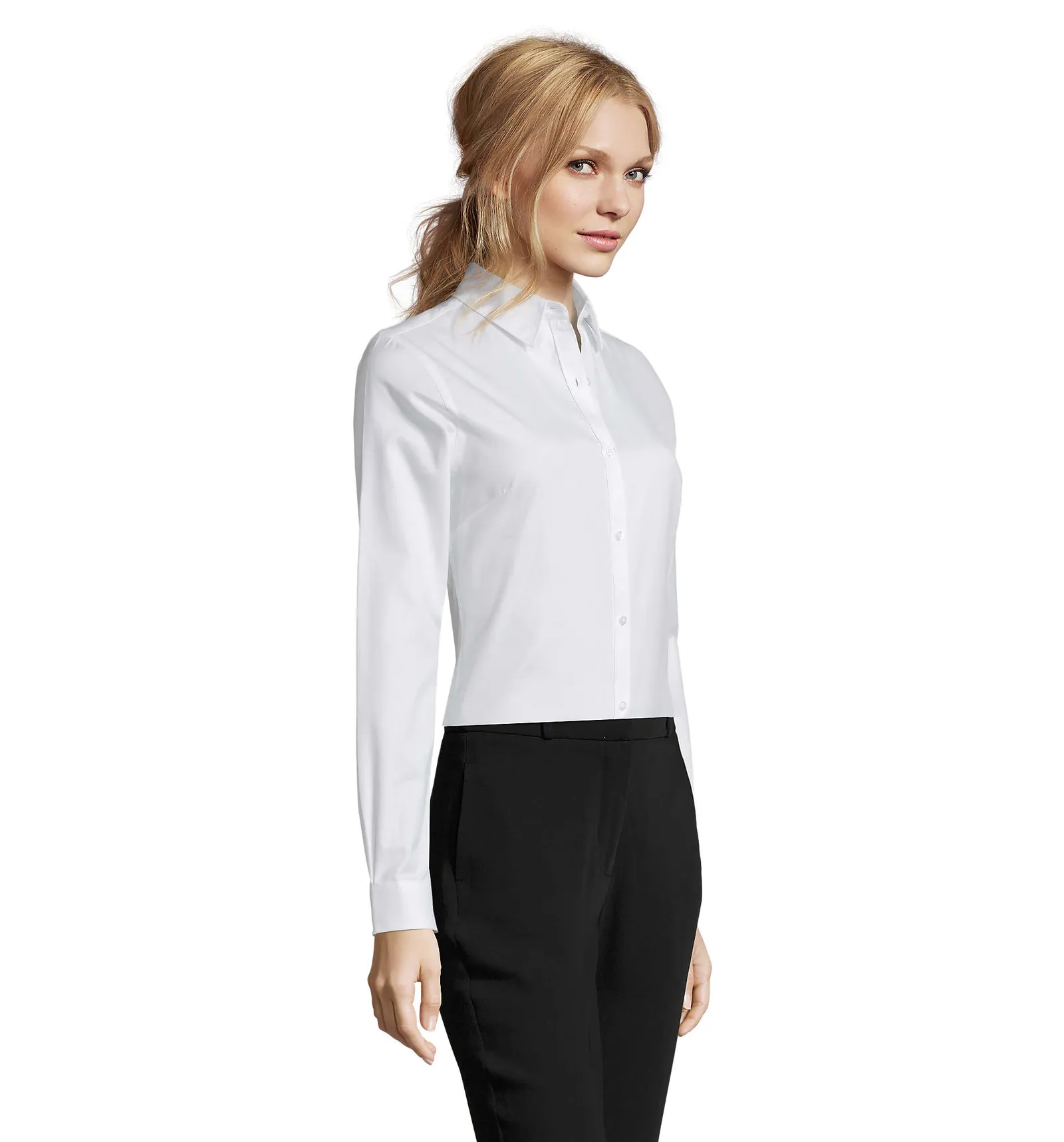 Camicia manica lunga SOL'S Brody Women, White, su modello, lato
