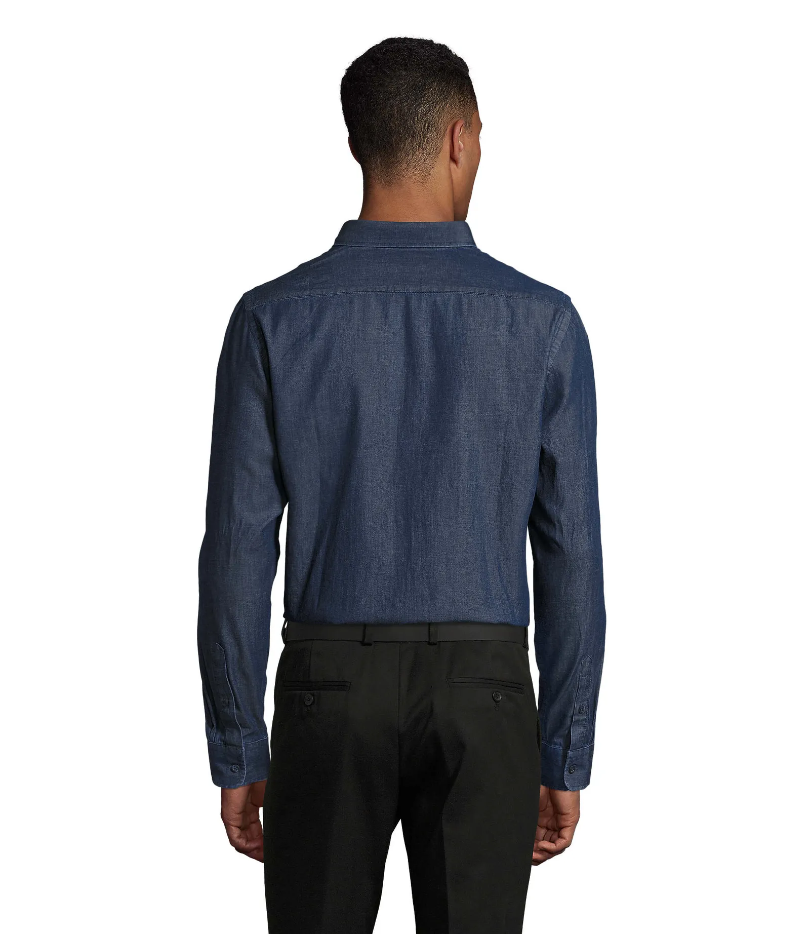 Camicia manica lunga SOL'S Barry Men, Raw denim, su modello, retro