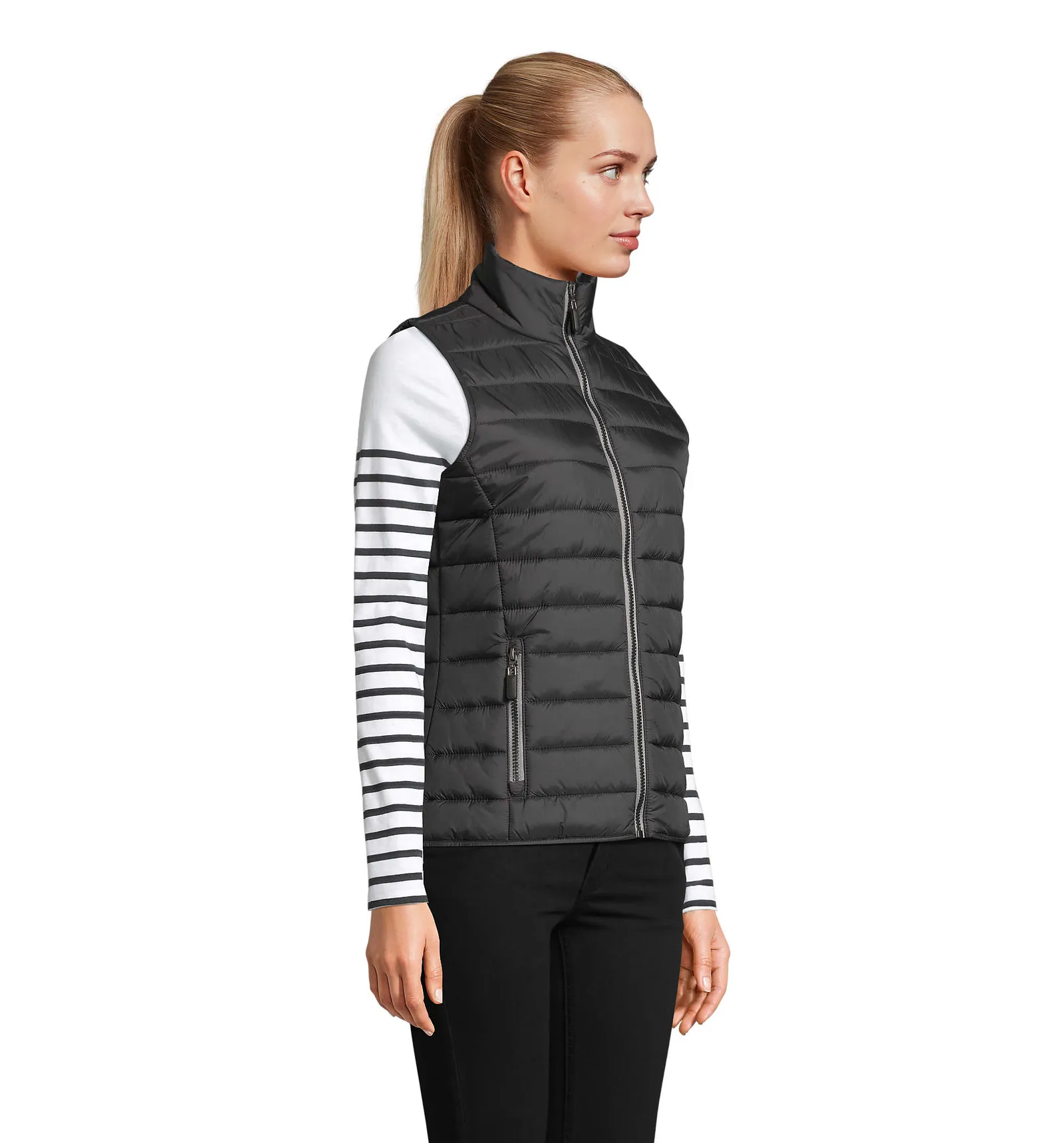 Gilet SOL'S Wave Women, Black, su modello, lato