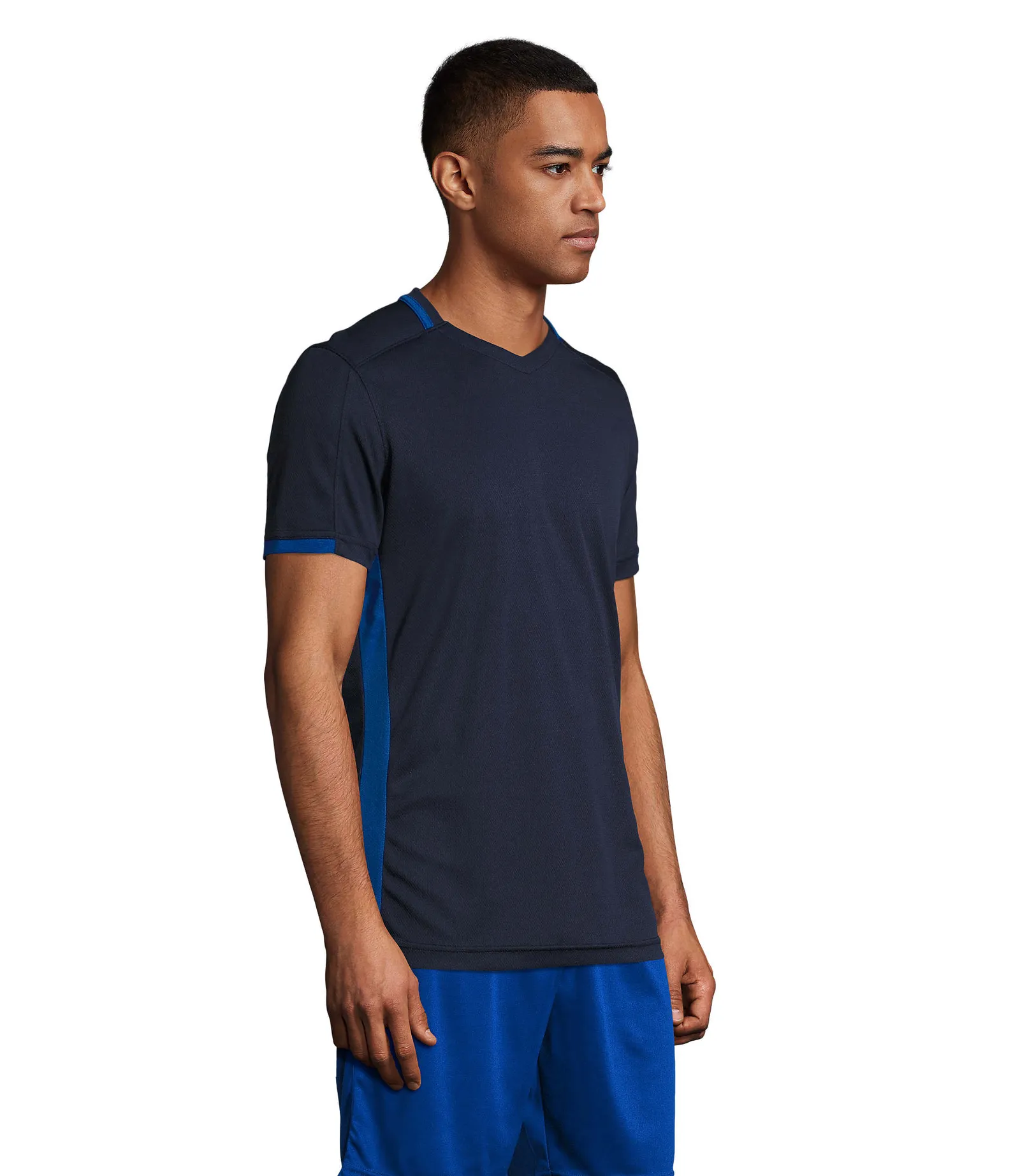 T-shirt tecnica SOL'S Classico, French navy/royal blue, su modello, lato