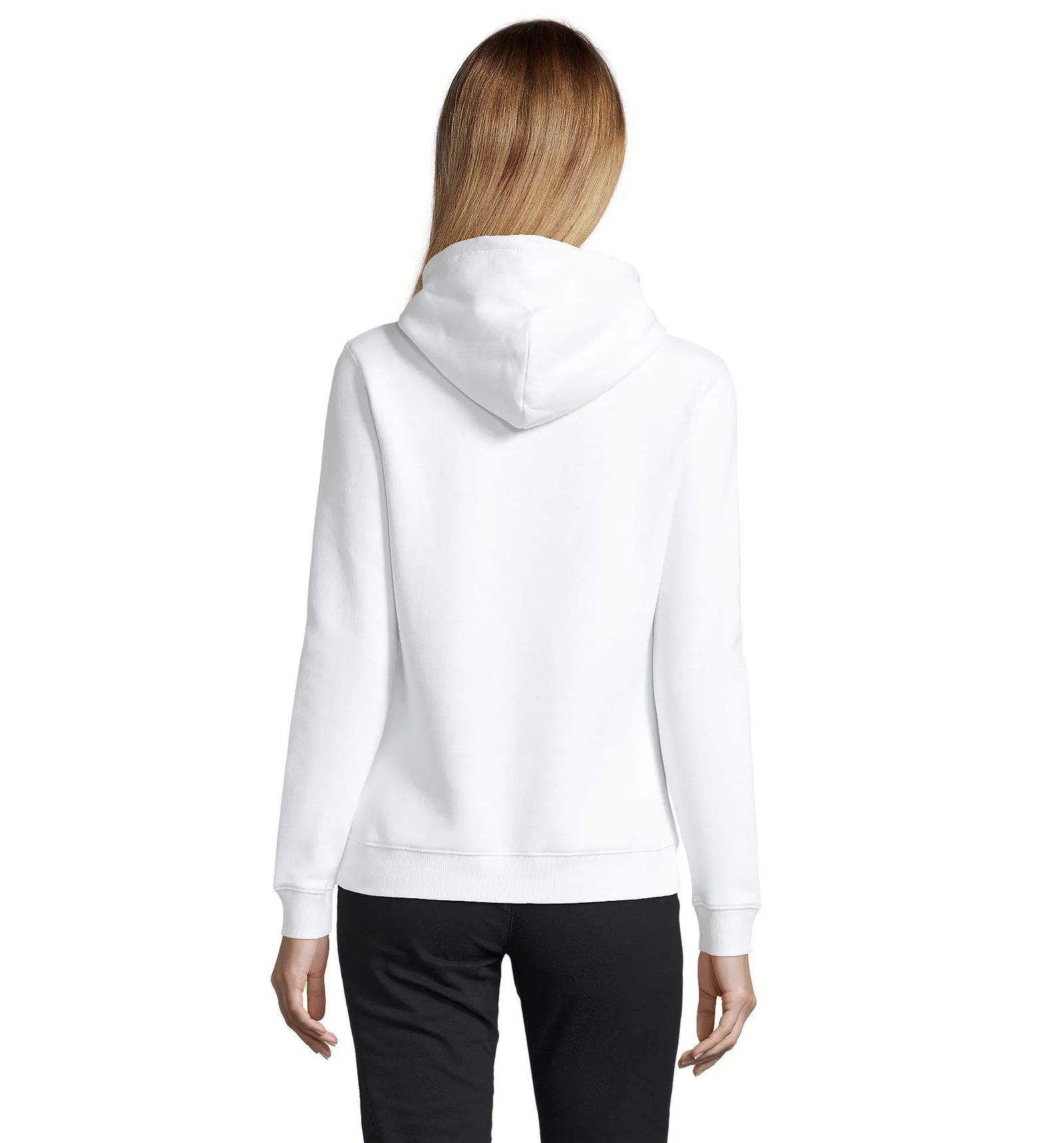 Felpa con cappuccio SOL'S Spencer Women, White, su modello, retro