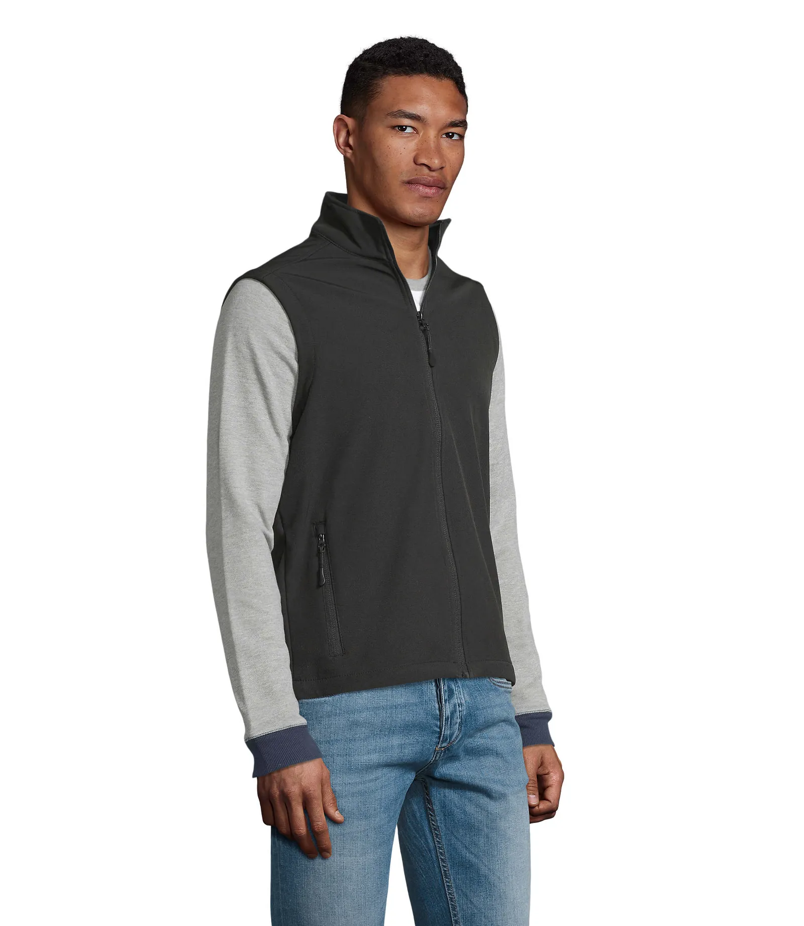 Gilet SOL'S Race BW Men, Black, su modello, lato