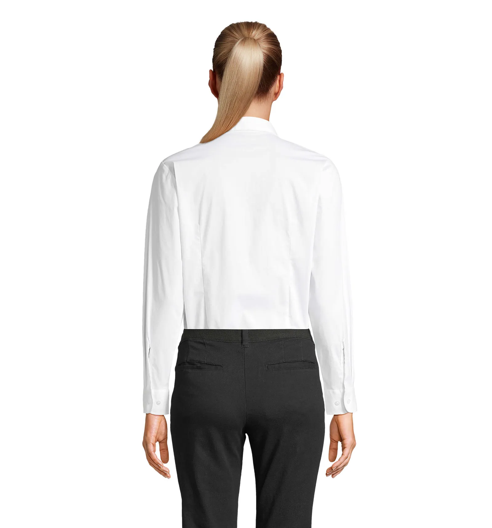 Camicia manica lunga SOL'S Eden, White, su modello, retro