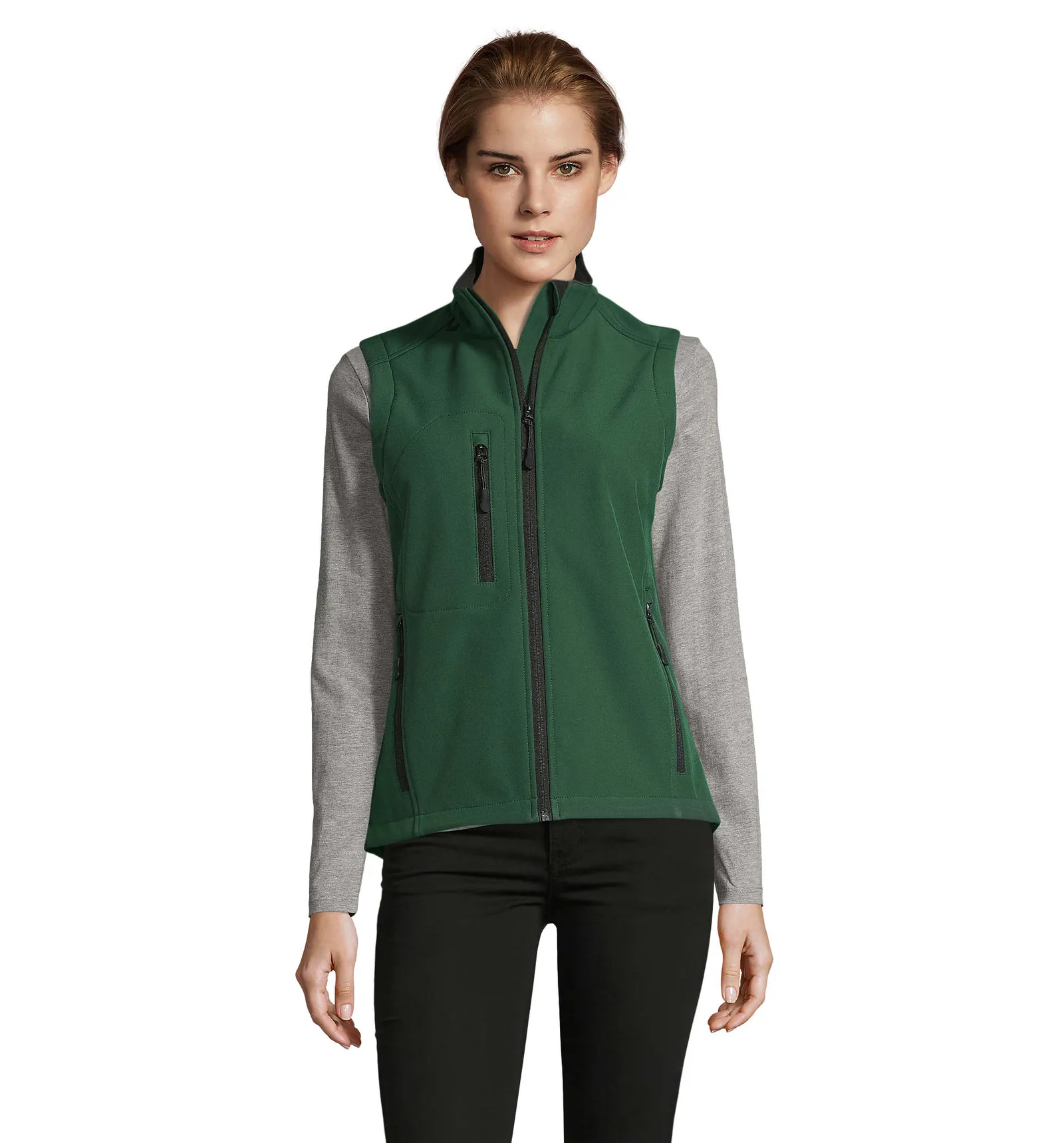 Gilet SOL'S Rallye Women, Bottle green, su modello, fronte
