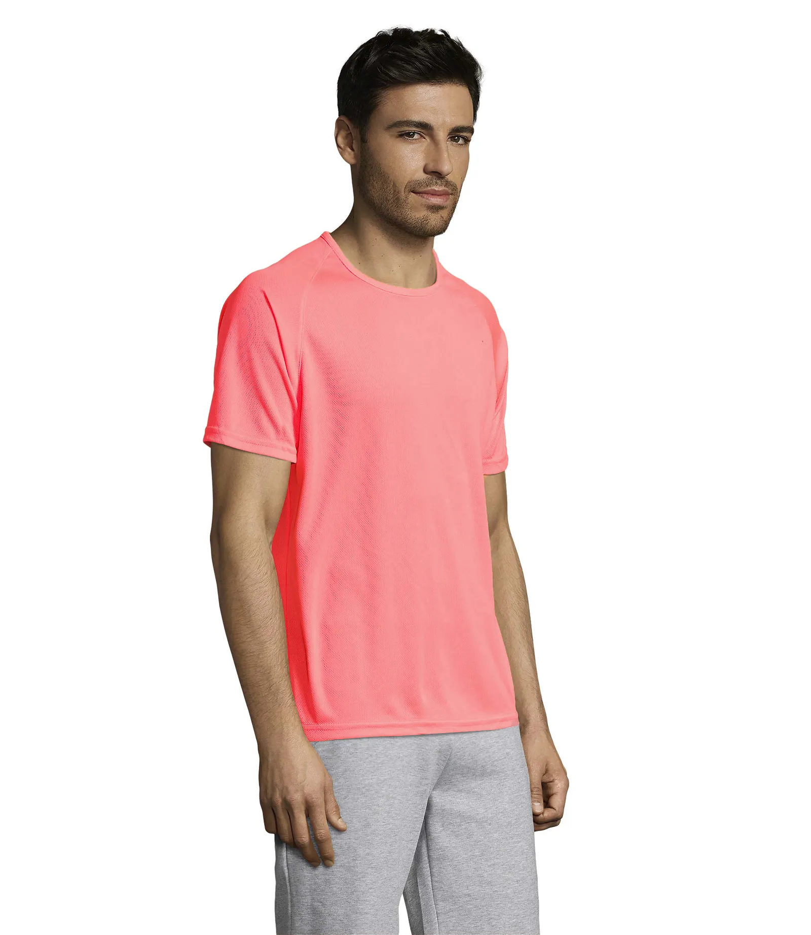 Sporty Corallo fluo indossata lato