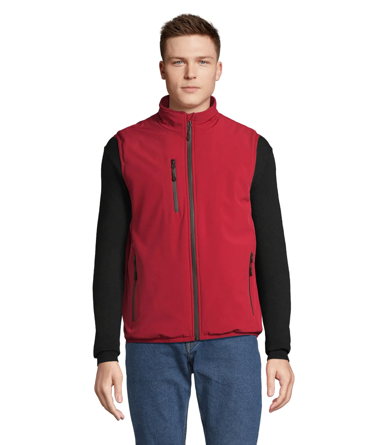 Gilet SOL'S Falcon Padded BW, Pepper red, su modello, fronte