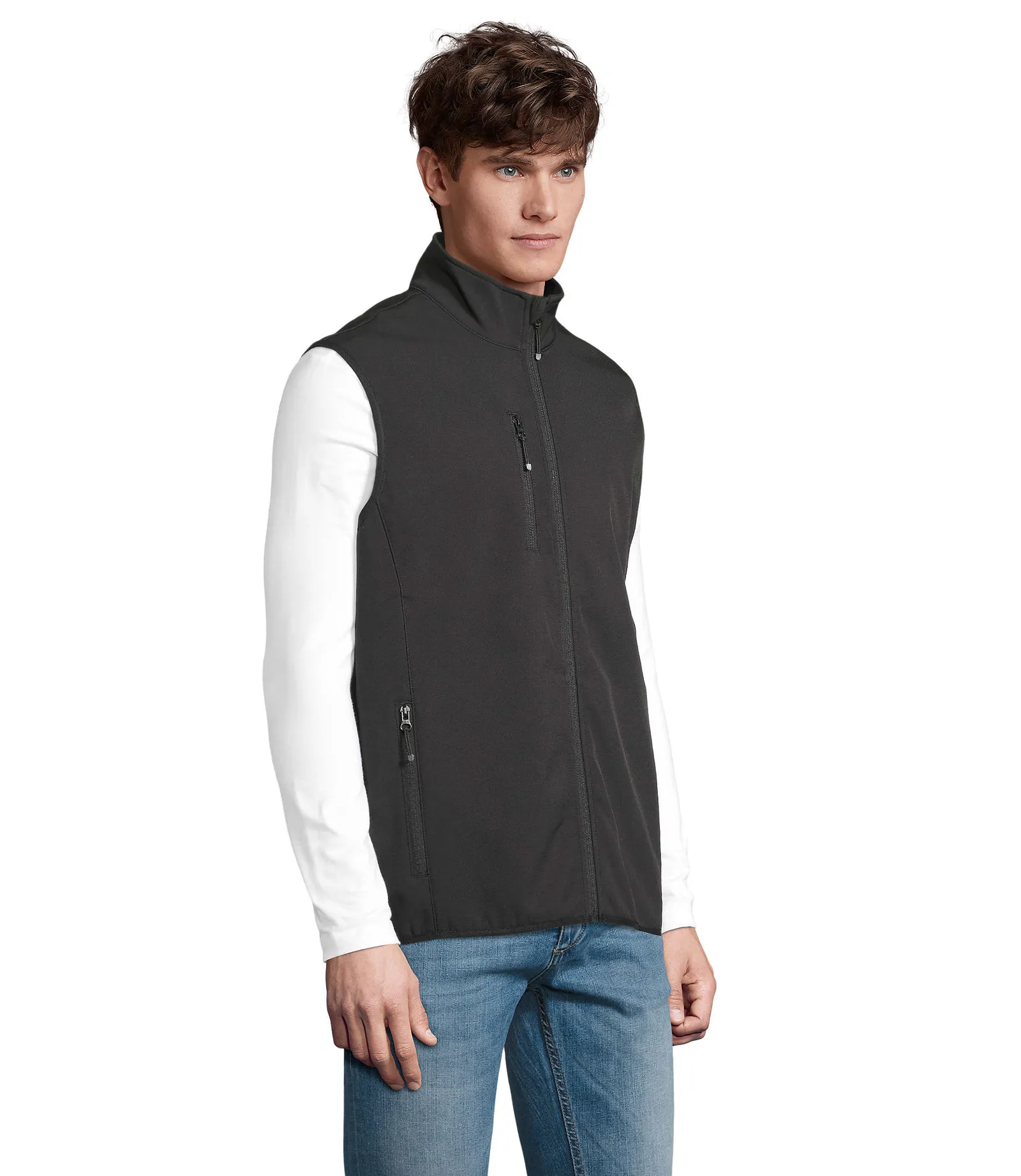 Gilet SOL'S Falcon BW Men, Black, su modello, lato