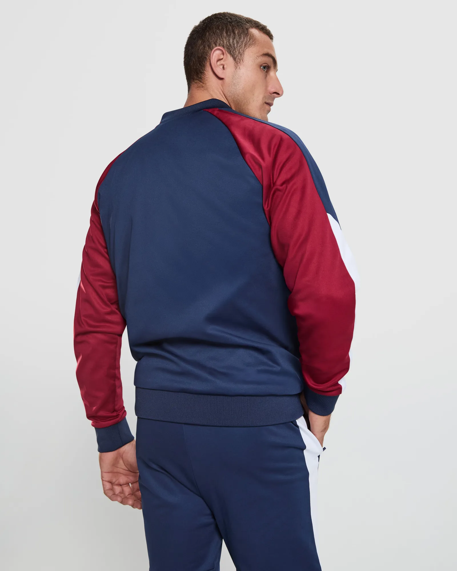 Felpa con zip Roly Gladius, Granata/Blu Navy, dettaglio