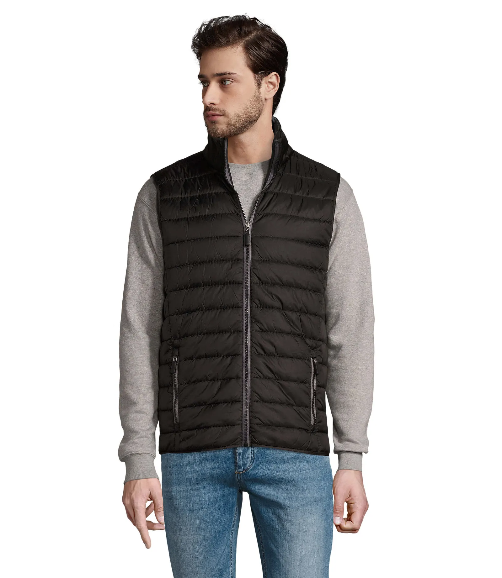 Gilet SOL'S Wave Men, Black, su modello, fronte
