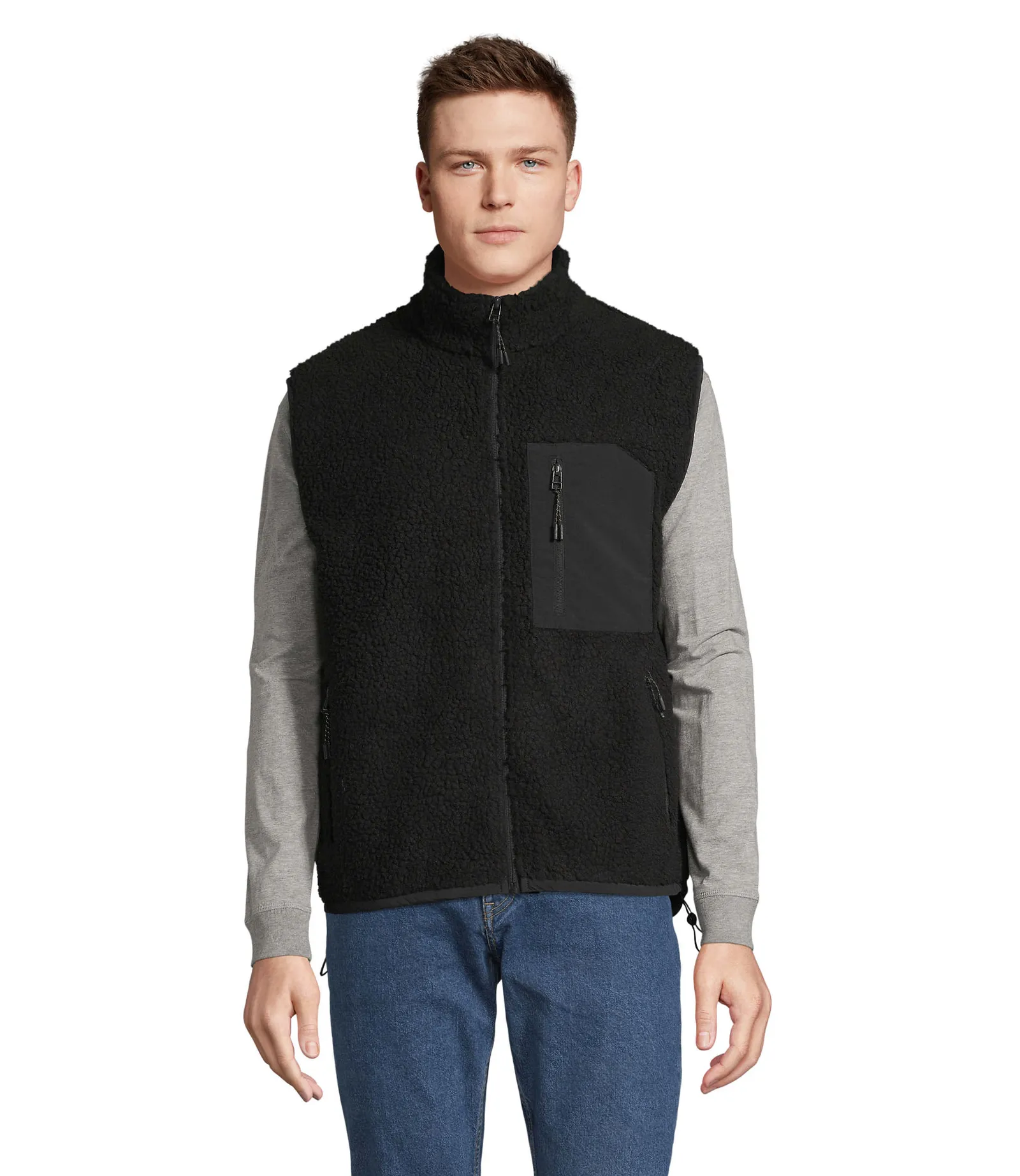 Gilet SOL'S Fury BW, Carbogrey/black, su modello, fronte