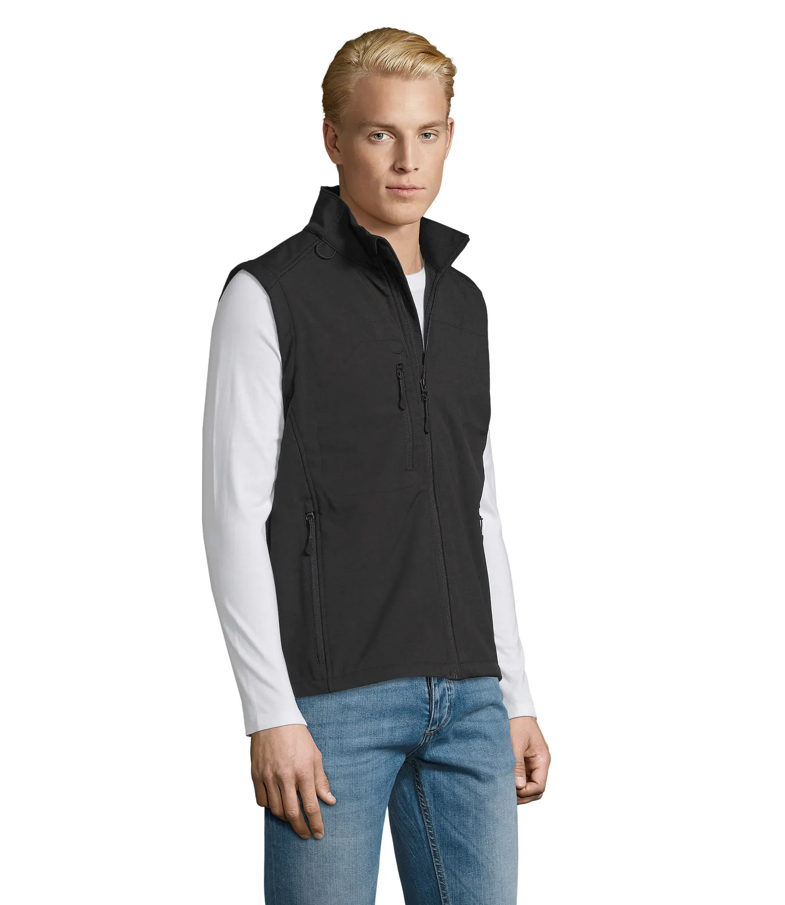 Gilet SOL'S Rallye Men, Black, su modello, lato
