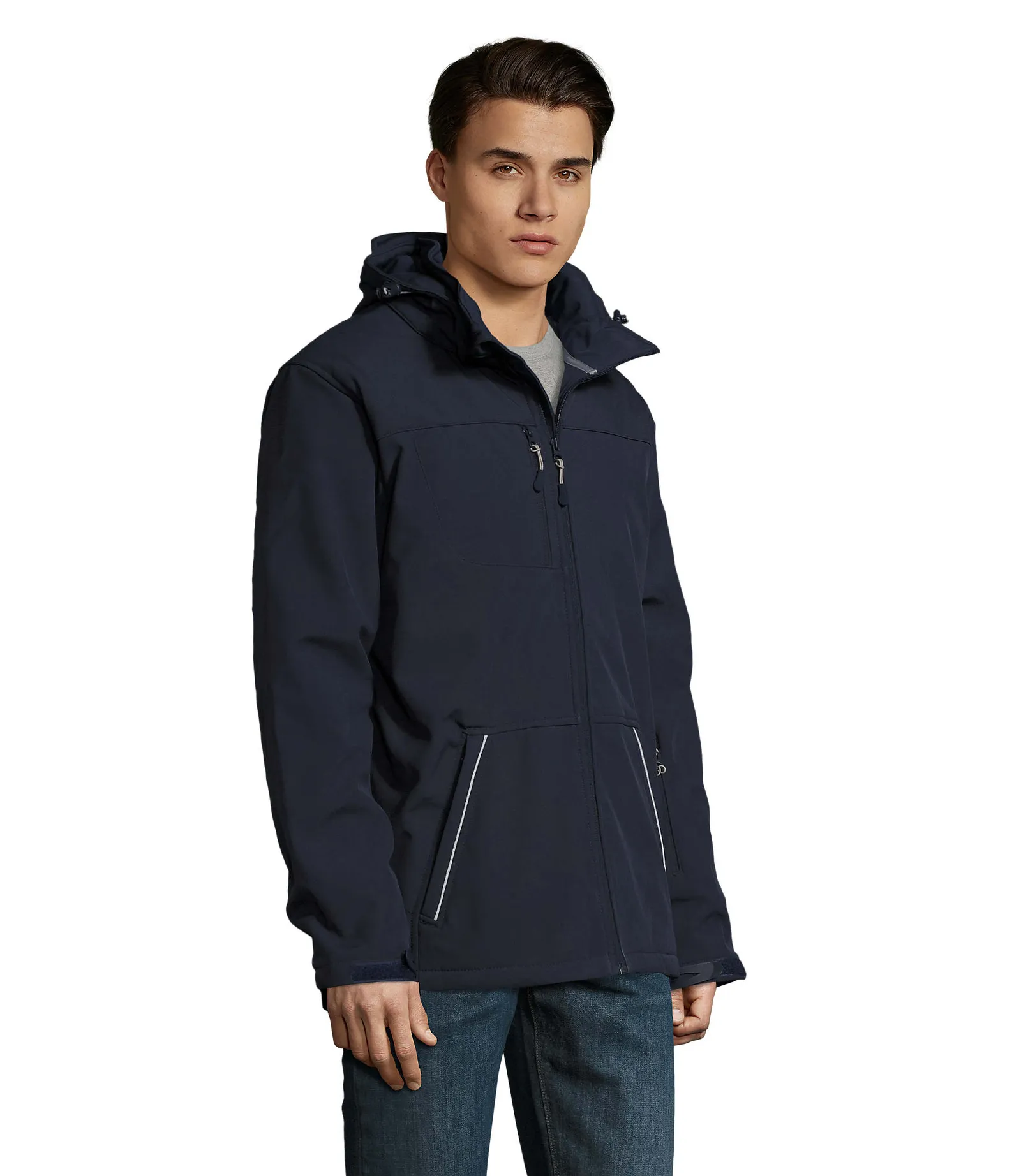 Softshell SOL'S Rock Men, French navy, su modello, lato