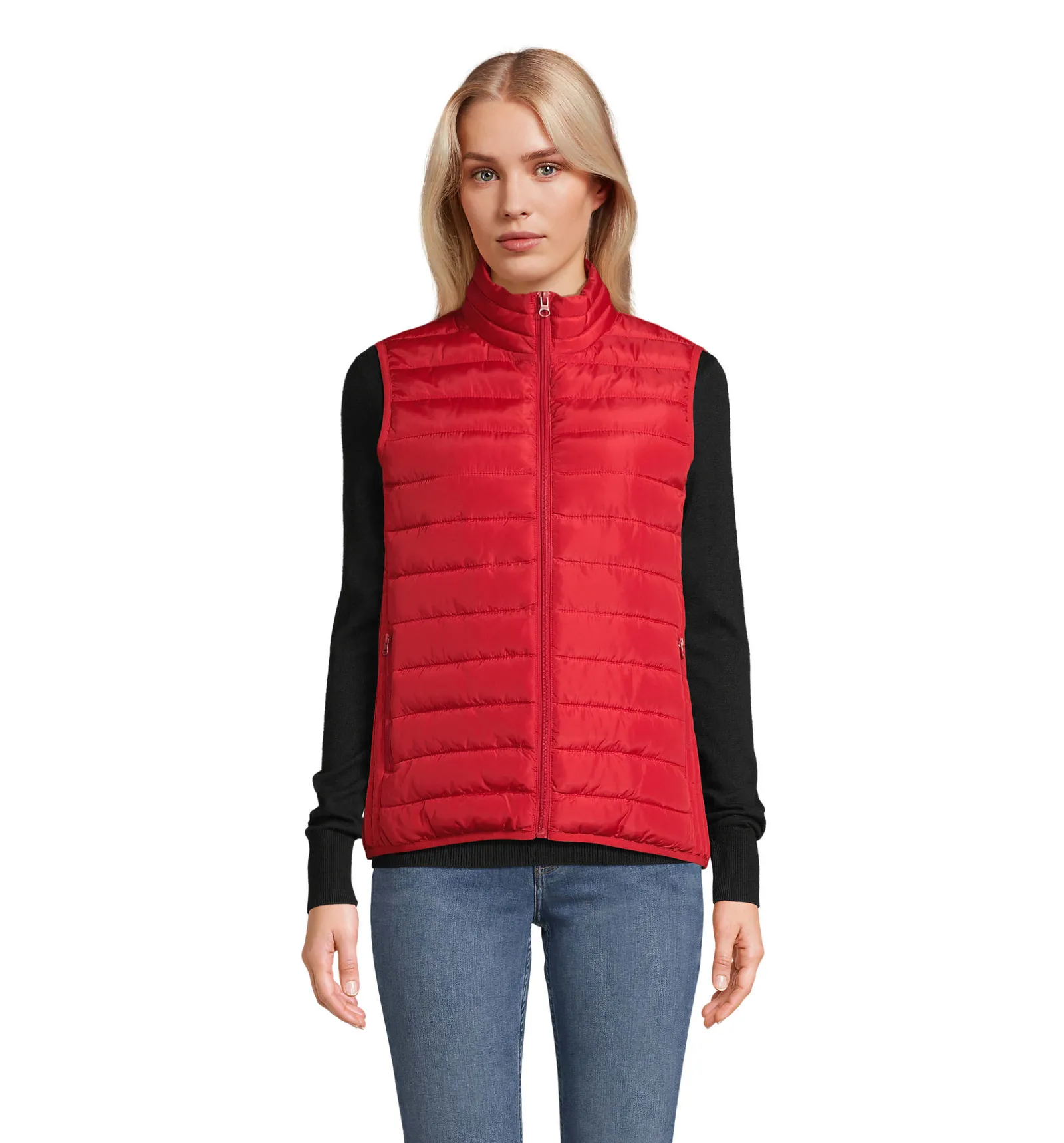 Gilet SOL'S Stream BW Women, Red, su modello, fronte