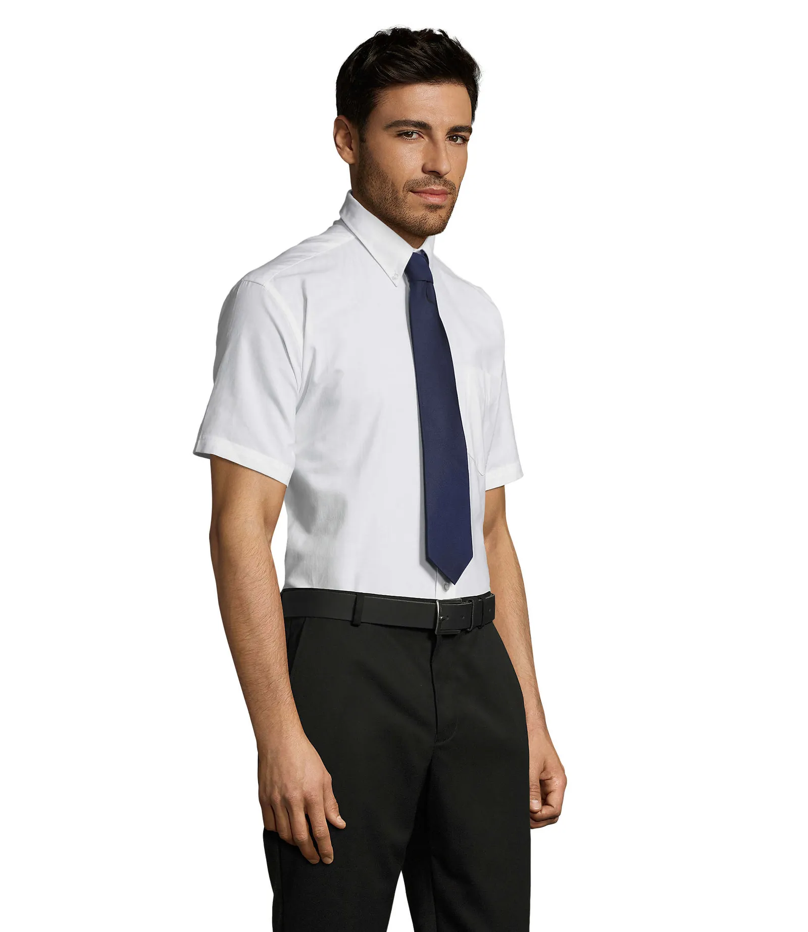 Camicia manica corta SOL'S Brisbane, White, su modello, lato