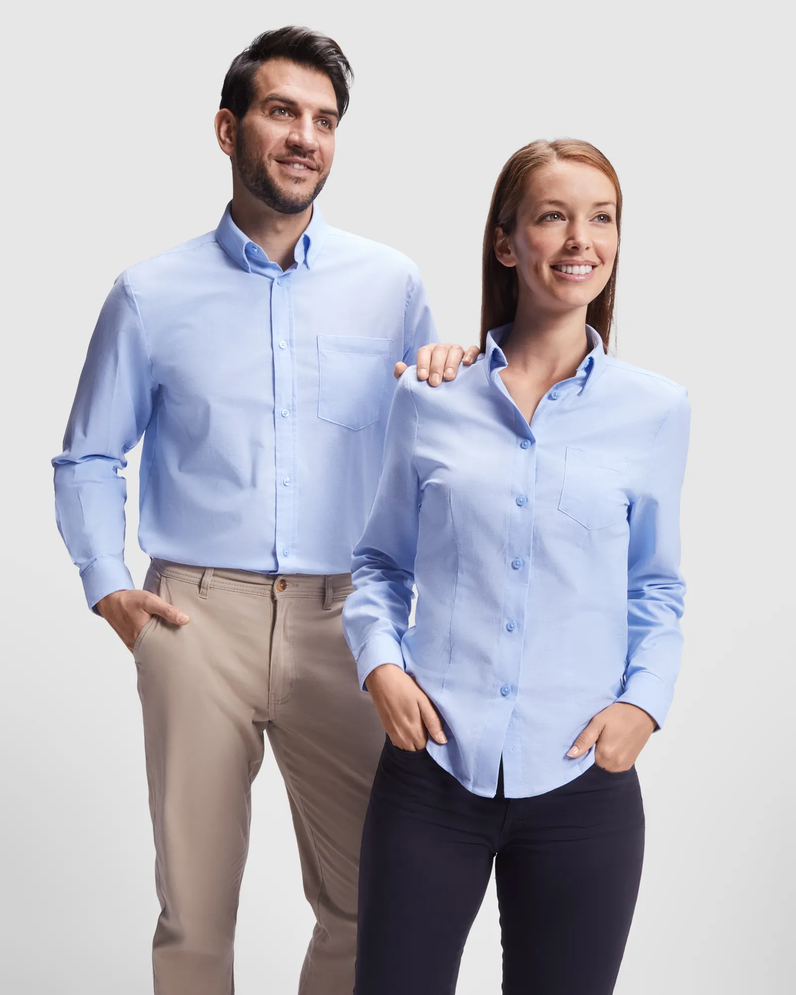 Camicia manica lunga Roly Oxford, Celeste, dettaglio