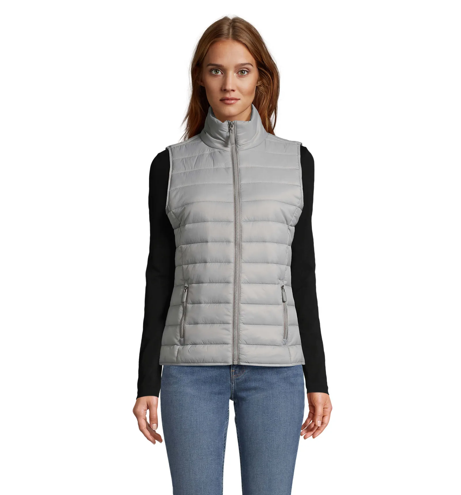 Gilet SOL'S Wave Women, Metal grey, su modello, fronte