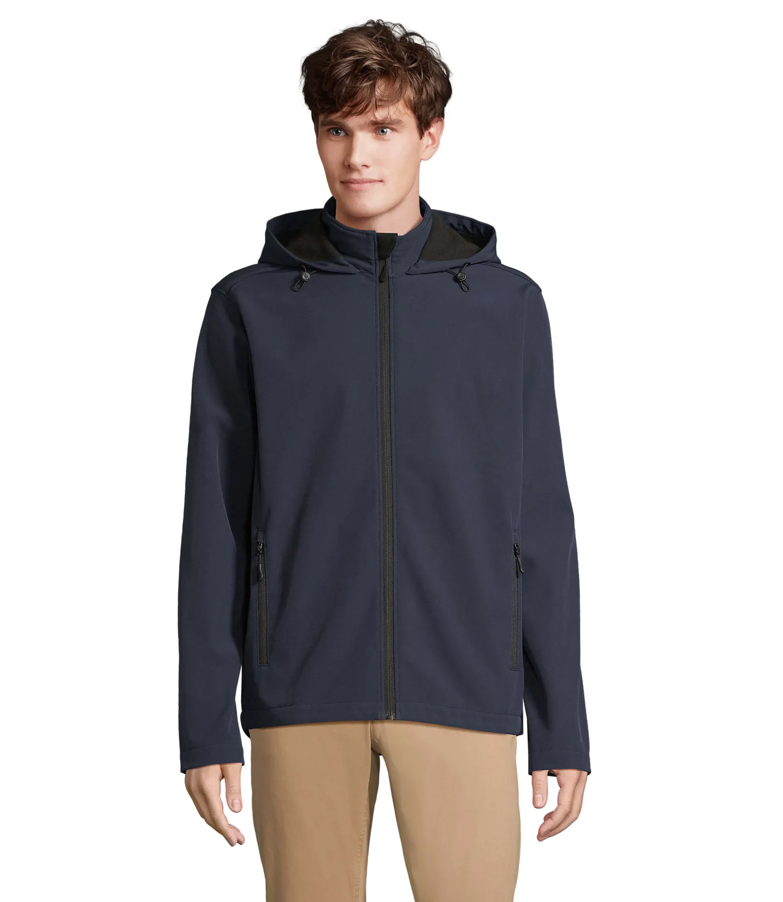 Softshell SOL'S Race Hooded Men, French navy, su modello, fronte