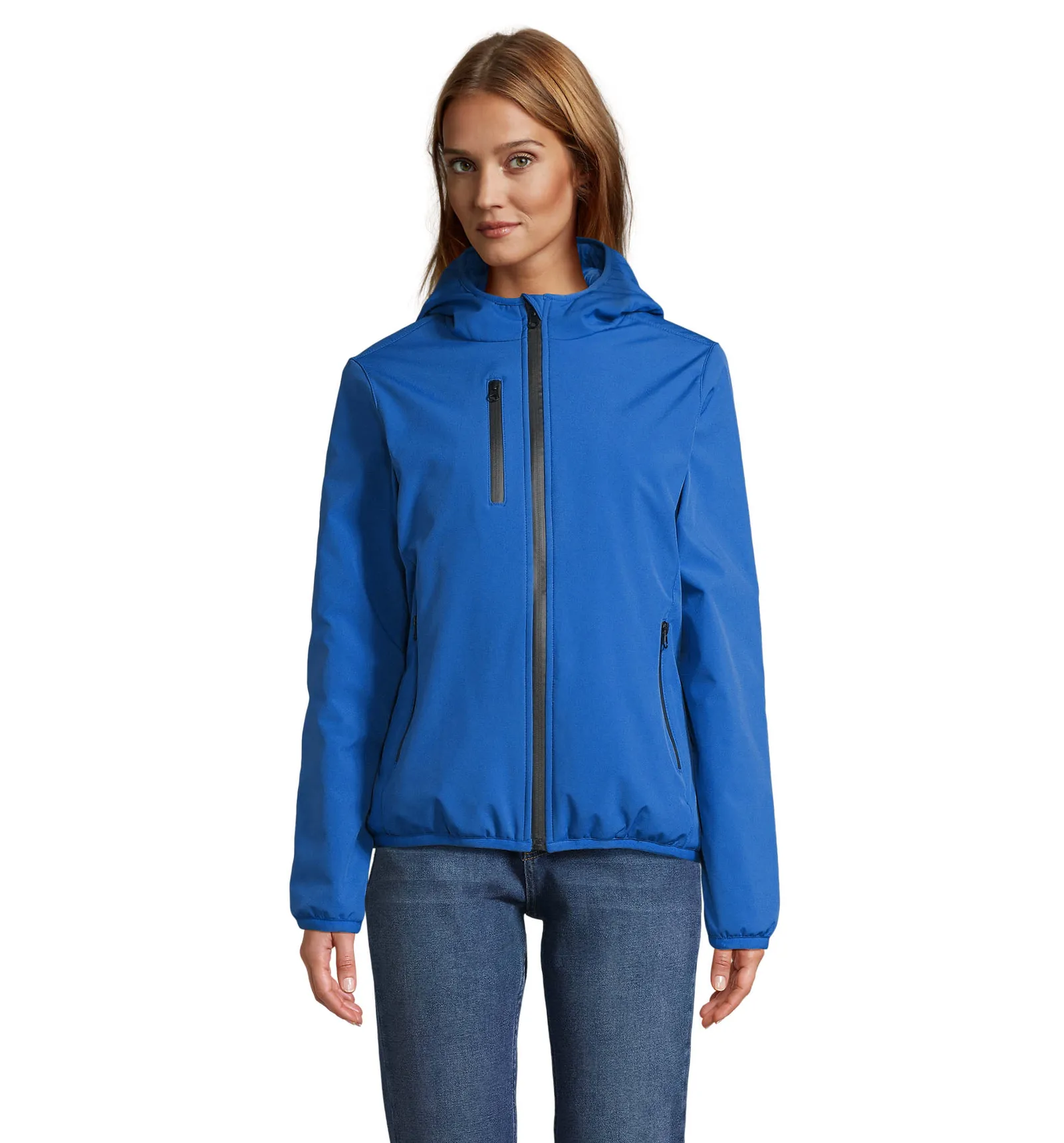 Softshell SOL'S Falcon Padded Women, Royal blue, su modello, fronte