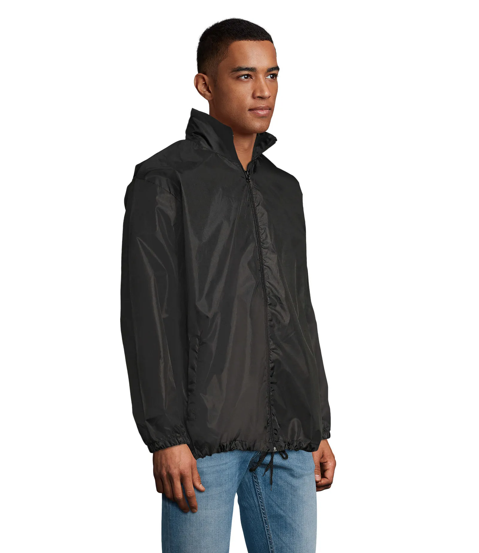 Giacca antivento SOL'S Shift, Black, su modello, lato