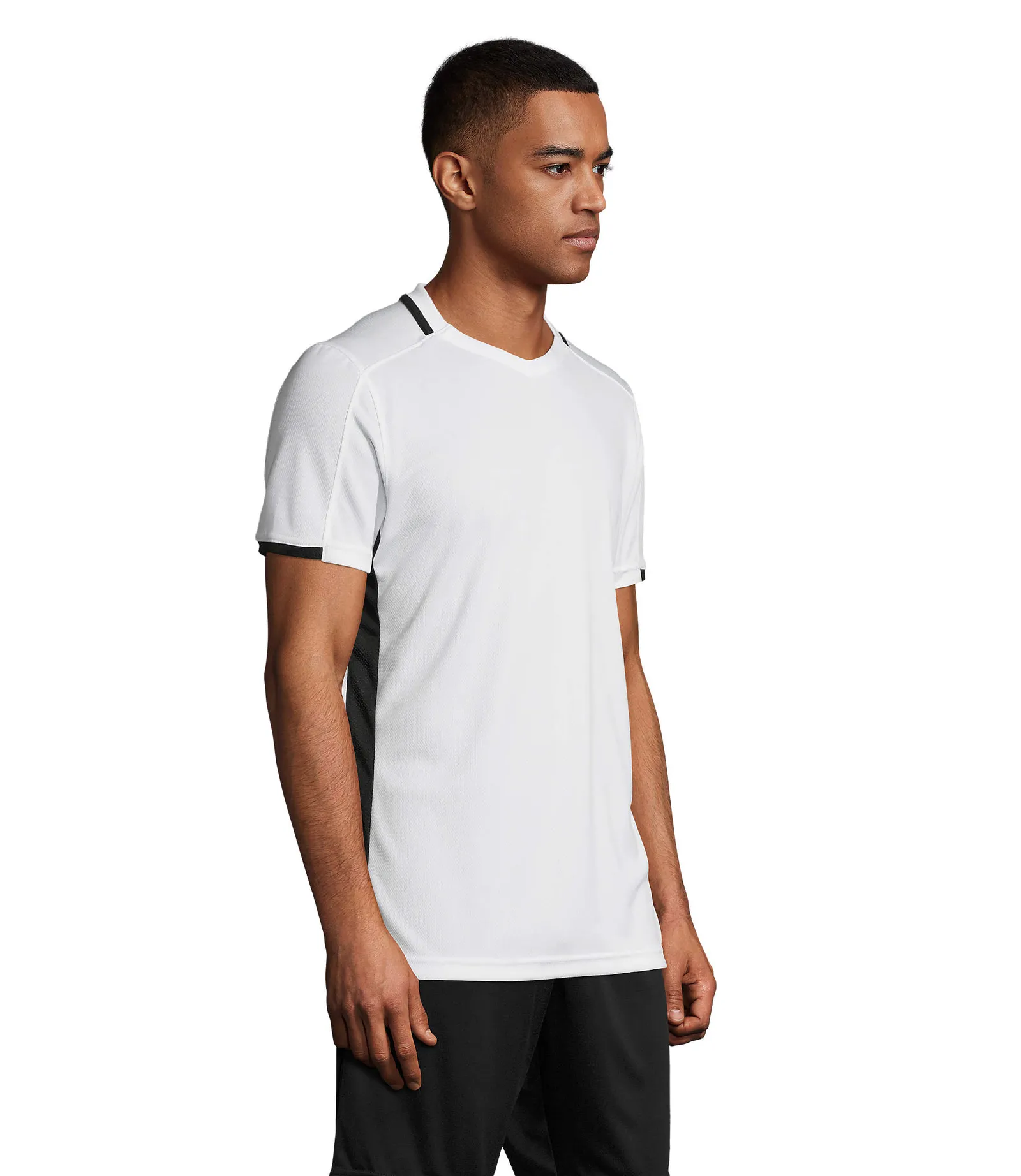 T-shirt tecnica SOL'S Classico, White/black, su modello, lato