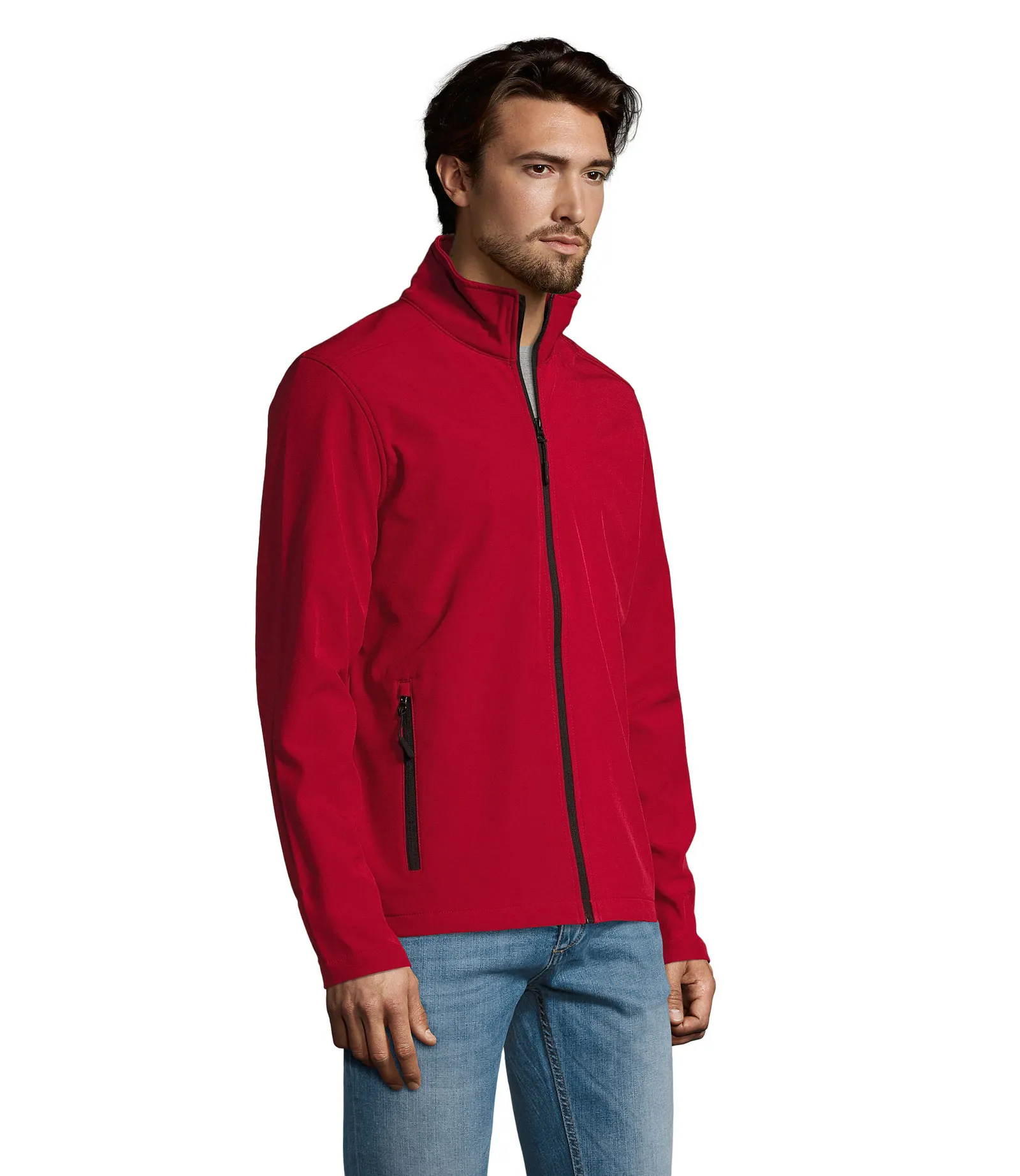 Softshell SOL'S Race Men, Pepper red, su modello, lato