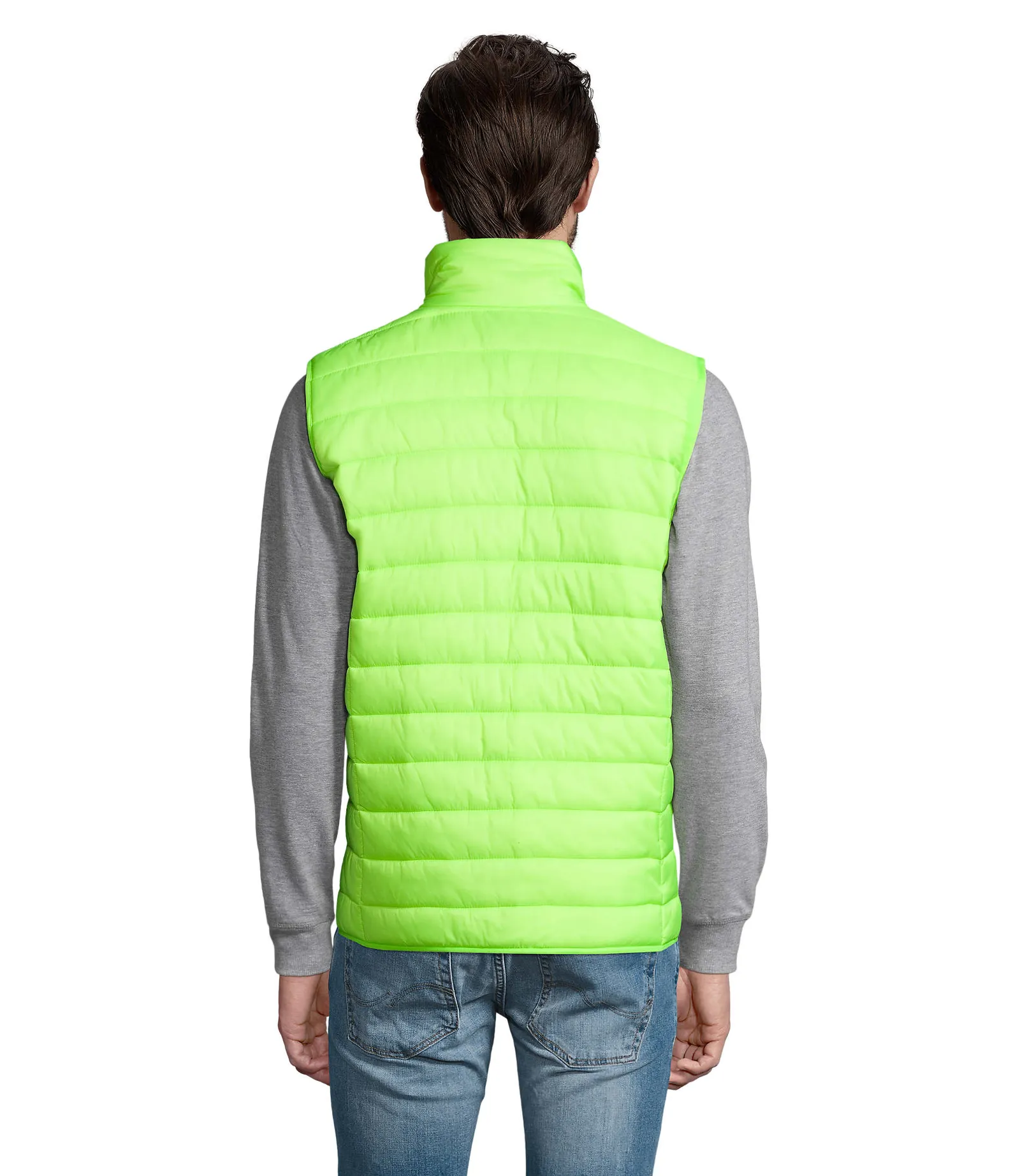 Gilet SOL'S Wave Men, Neon lime, su modello, retro