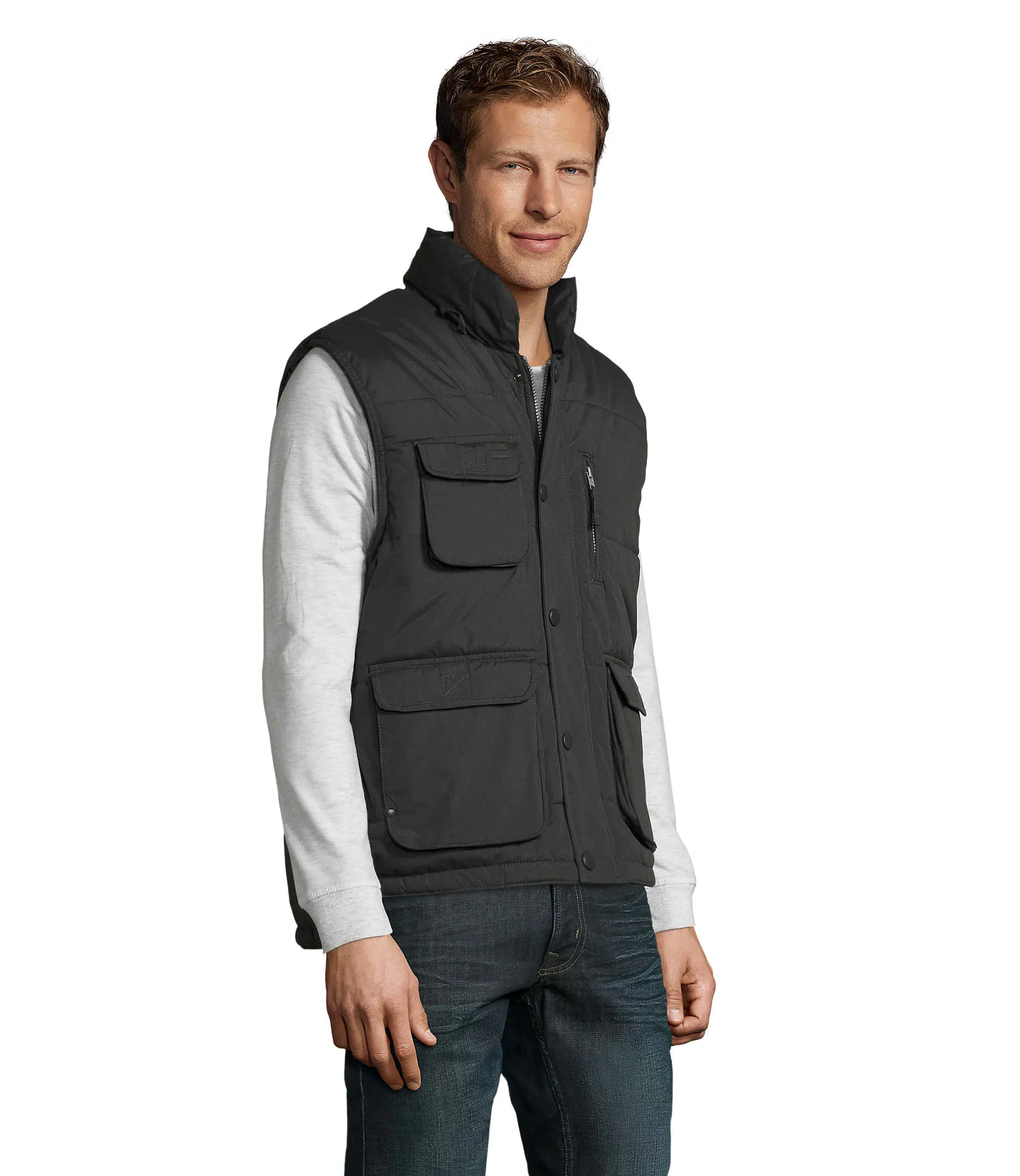Gilet SOL'S Viper, Charcoal grey, su modello, lato