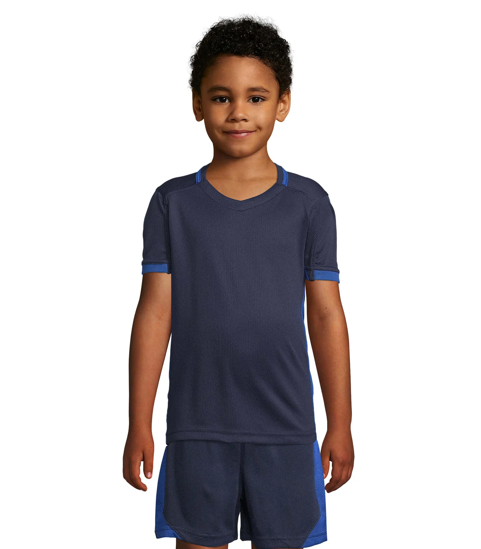 T-shirt tecnica SOL'S Classico Kids, French navy/royal blue, su modello, fronte