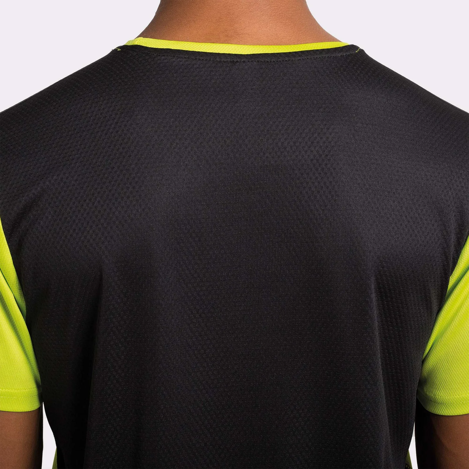 T-shirt tecnica Roly Detroit, Lime Punch/Nero, dettaglio