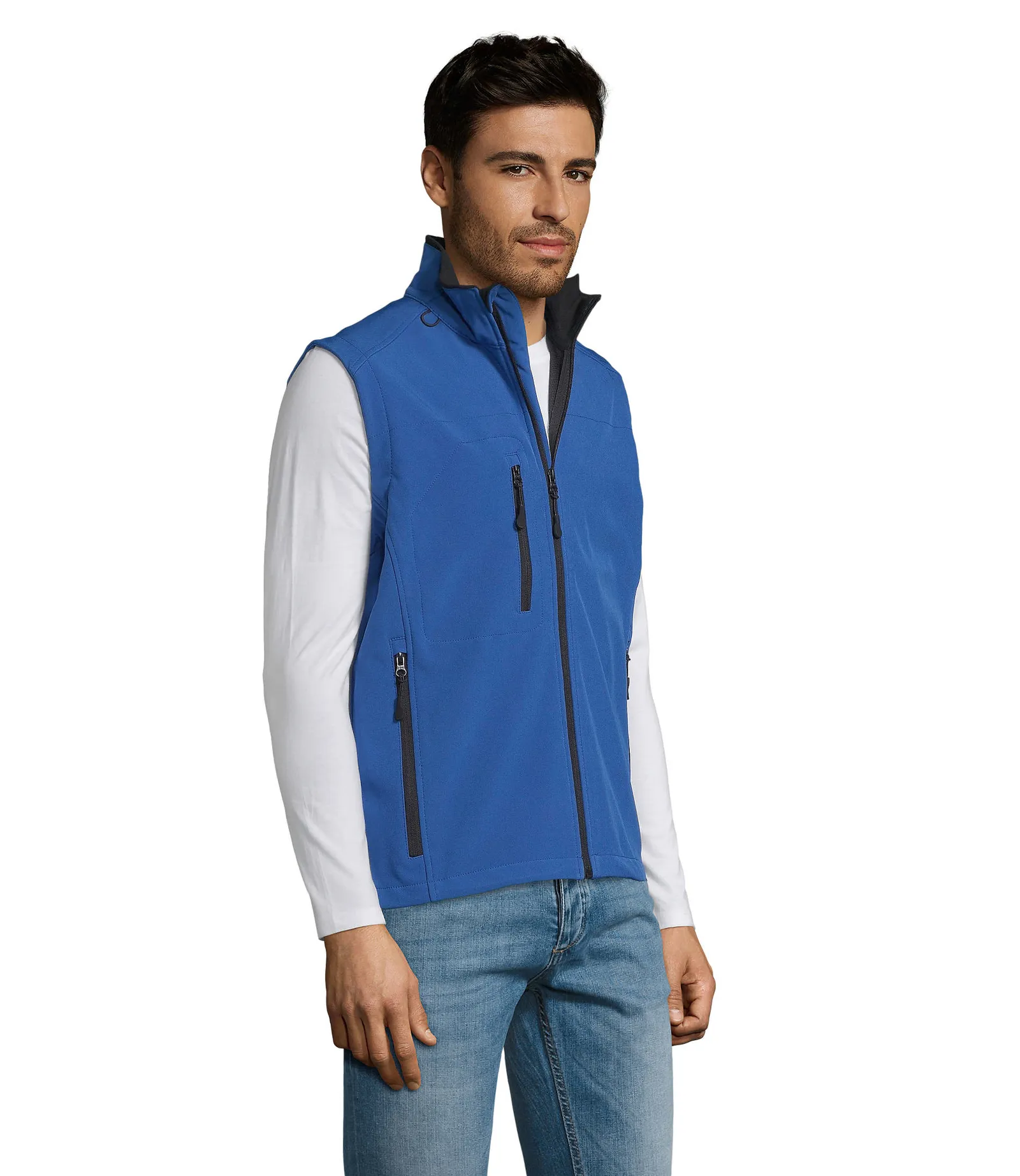 Gilet SOL'S Rallye Men, Royal blue, su modello, lato