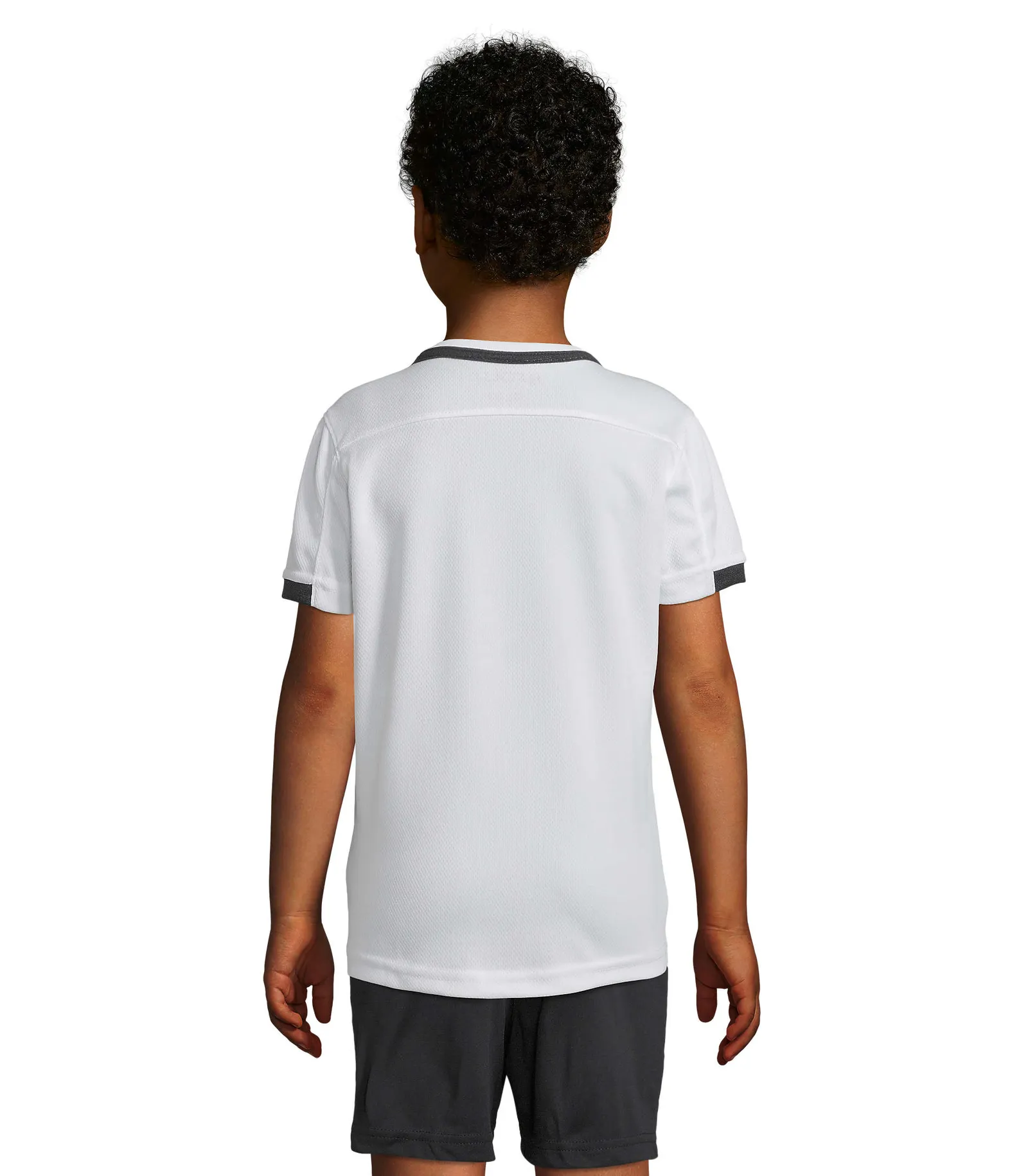 T-shirt tecnica SOL'S Classico Kids, White/black, su modello, retro