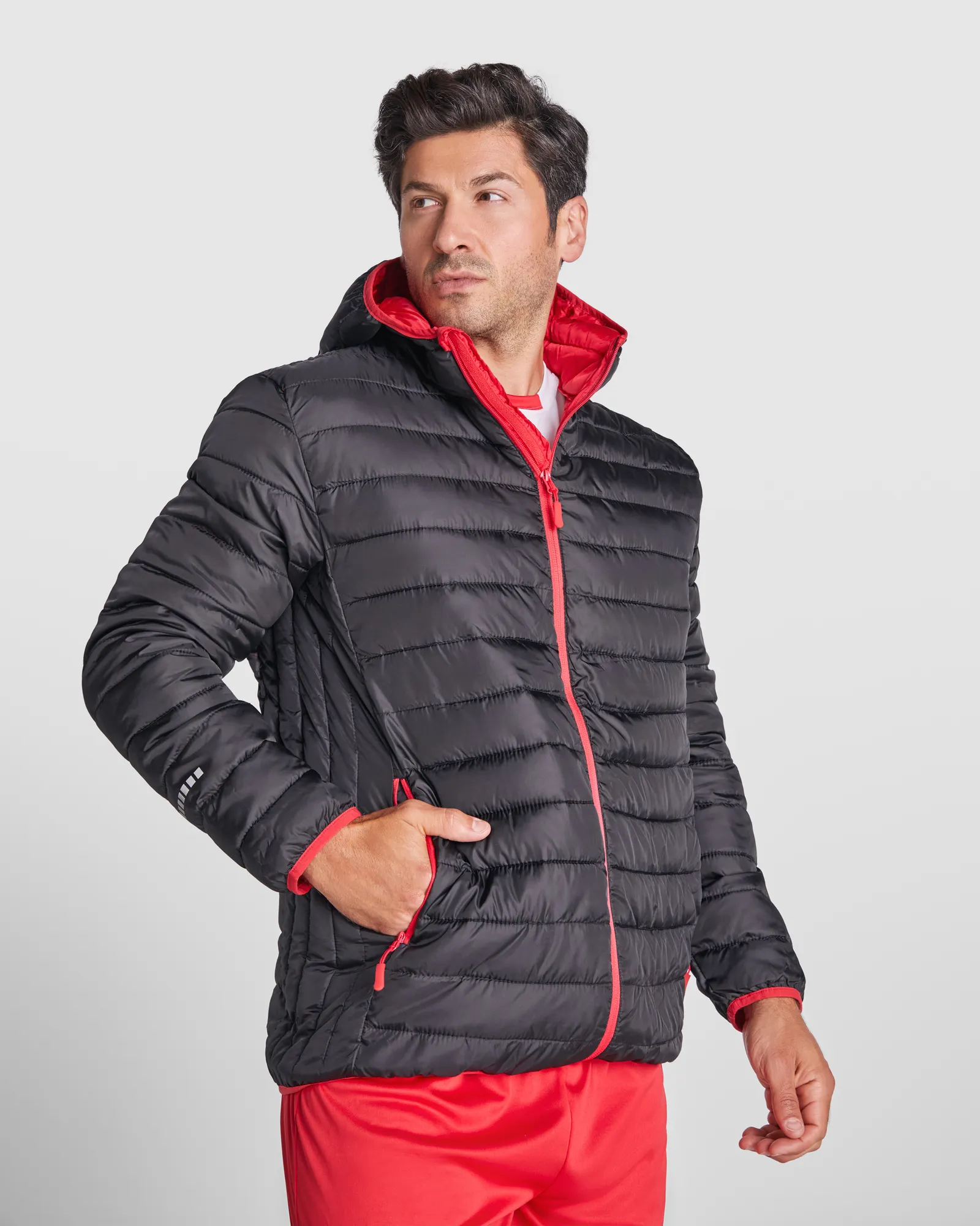Giubbotto Roly Norway Sport, Nero/Rosso, dettaglio 2