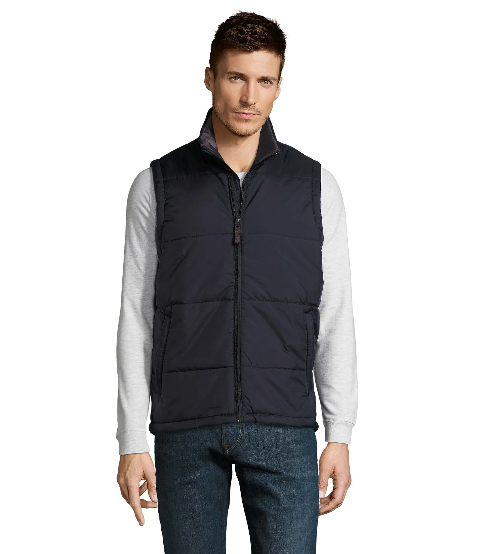 Gilet SOL'S Warm, Navy, su modello, fronte