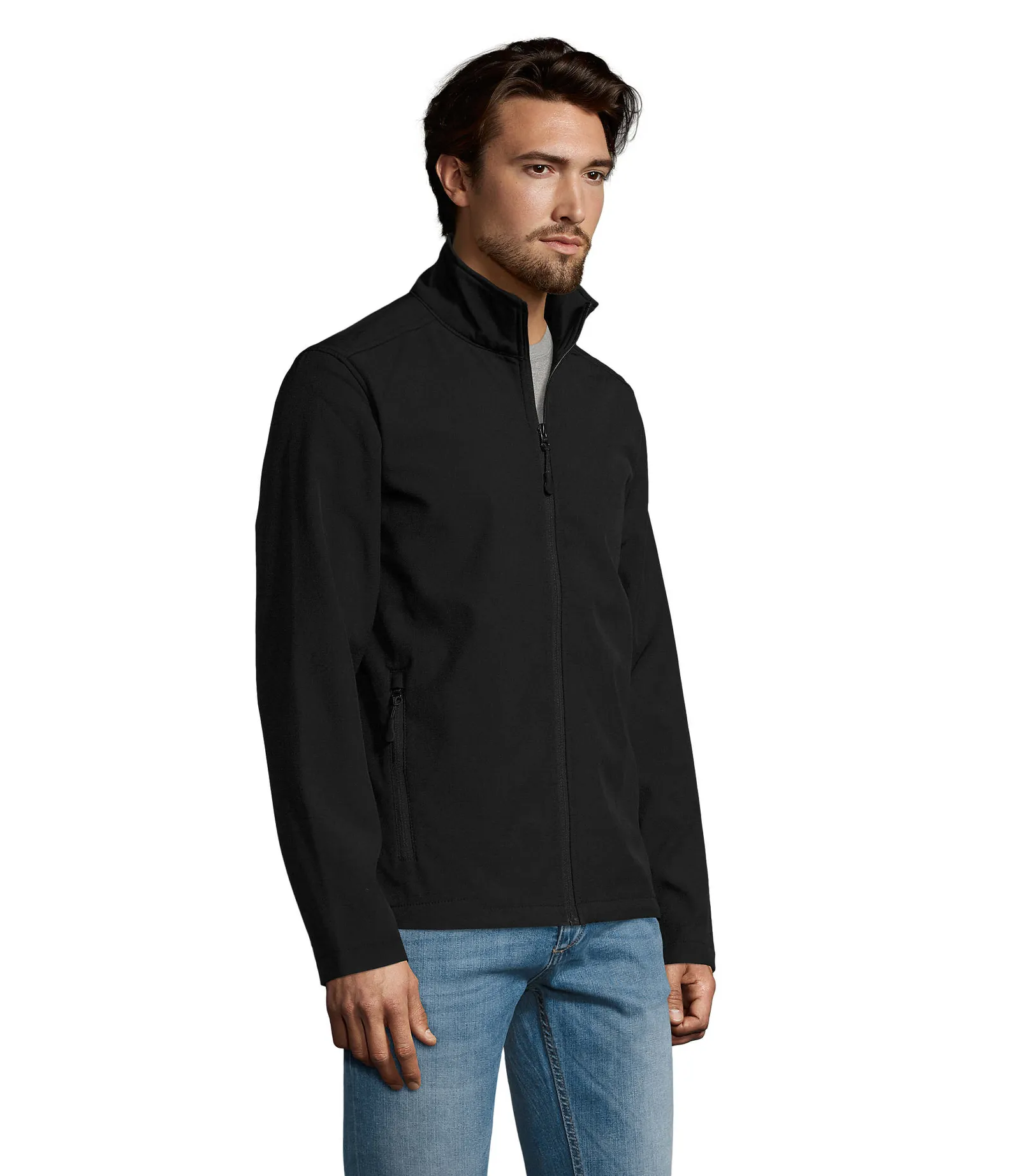 Softshell SOL'S Race Men, Black, su modello, lato