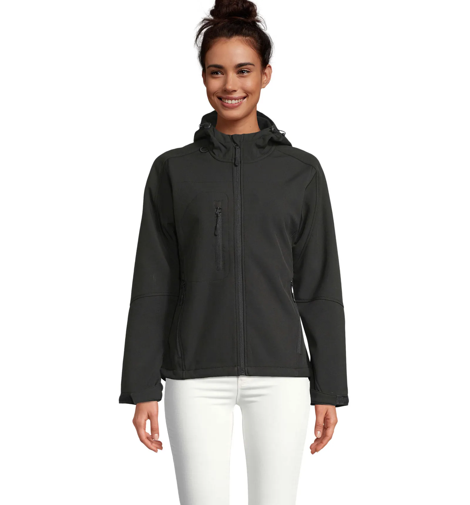 Softshell SOL'S Replay Women, Black, su modello, fronte
