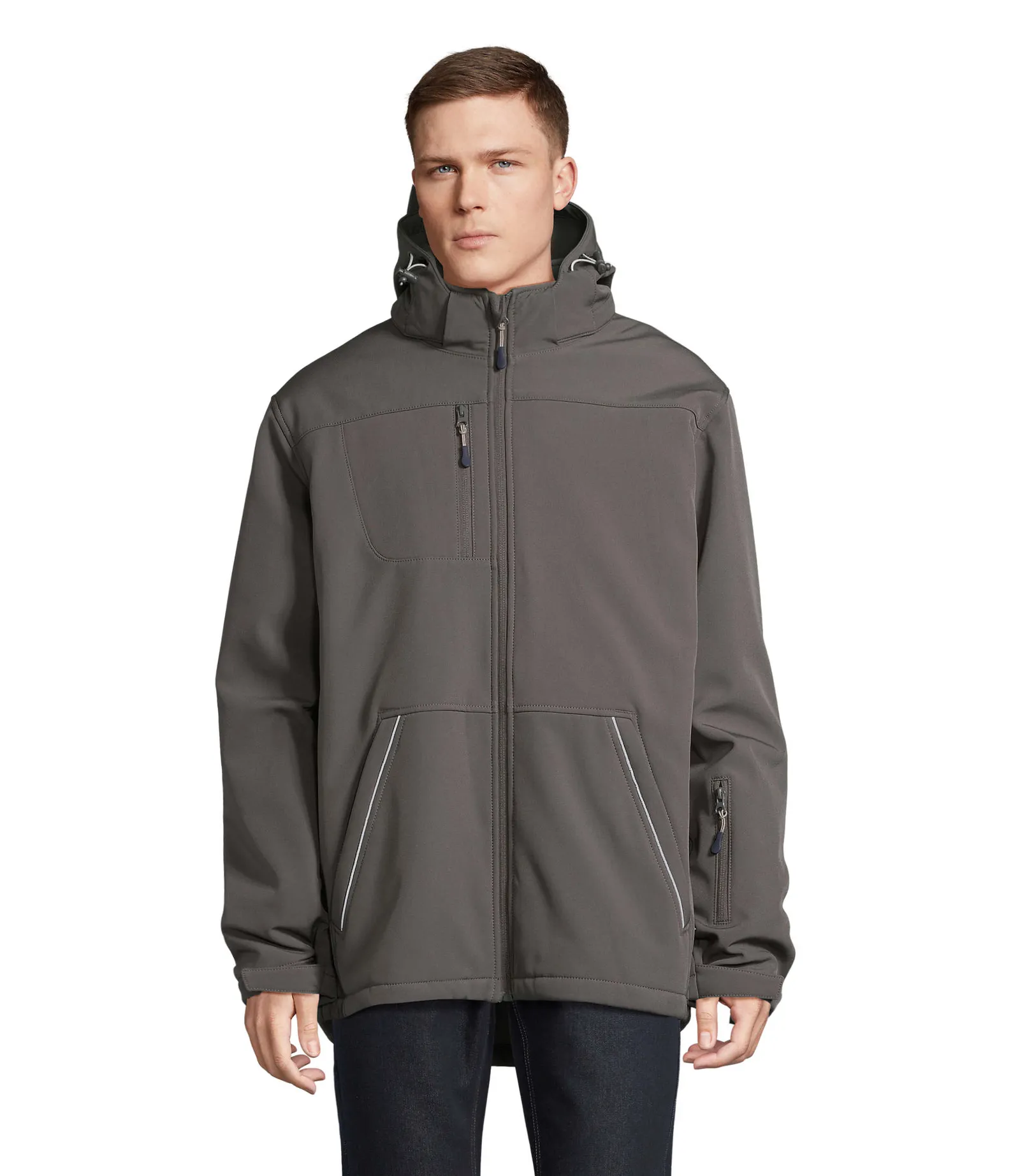 Softshell SOL'S Rock Men, Charcoal grey, su modello, fronte