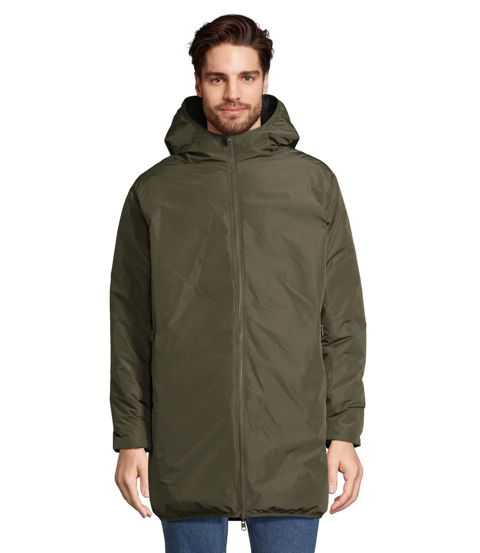 Parka SOL'S Reverse, Army, su modello, fronte