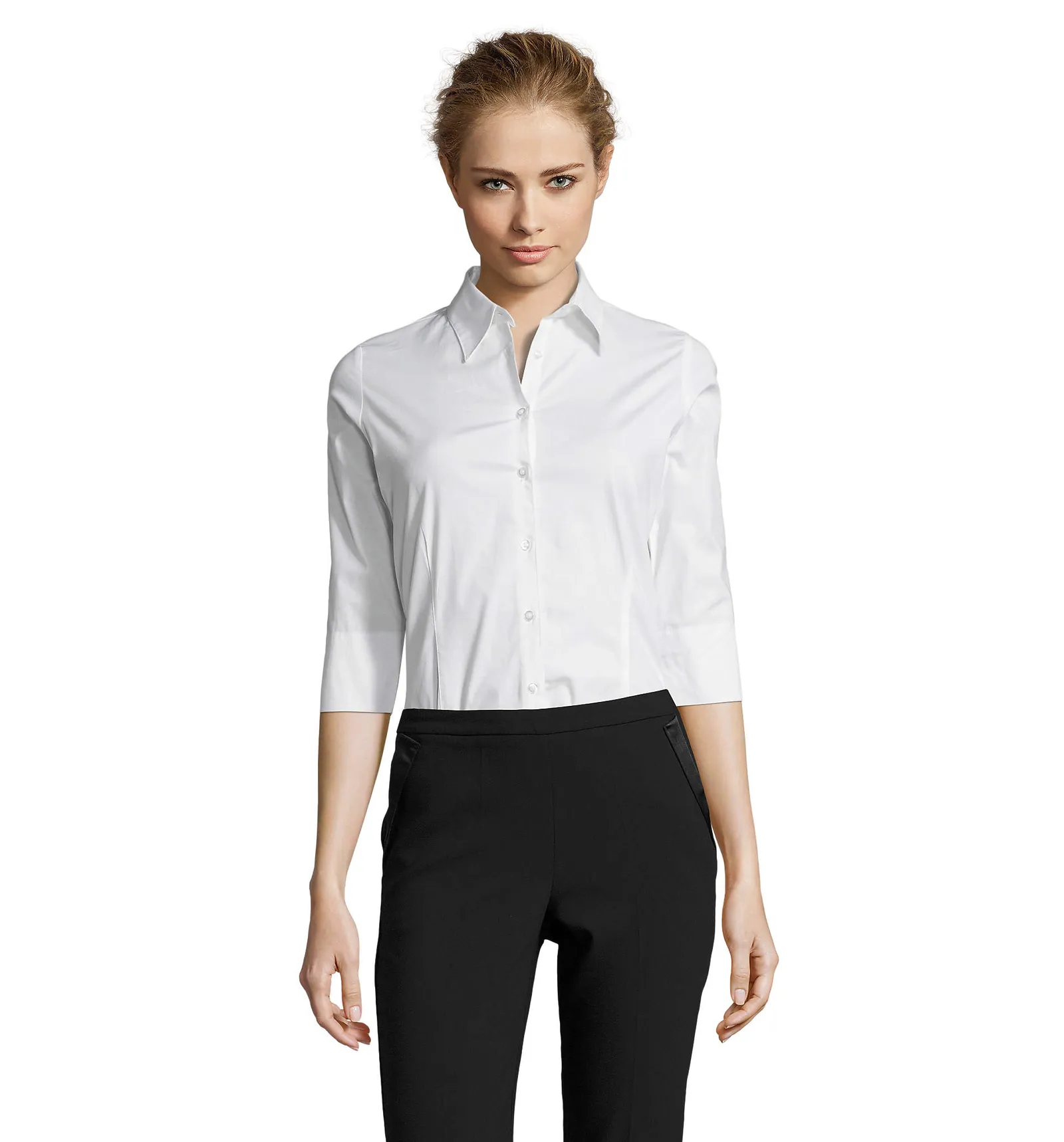 Camicia manica 3/4 SOL'S Effect, White, su modello, fronte