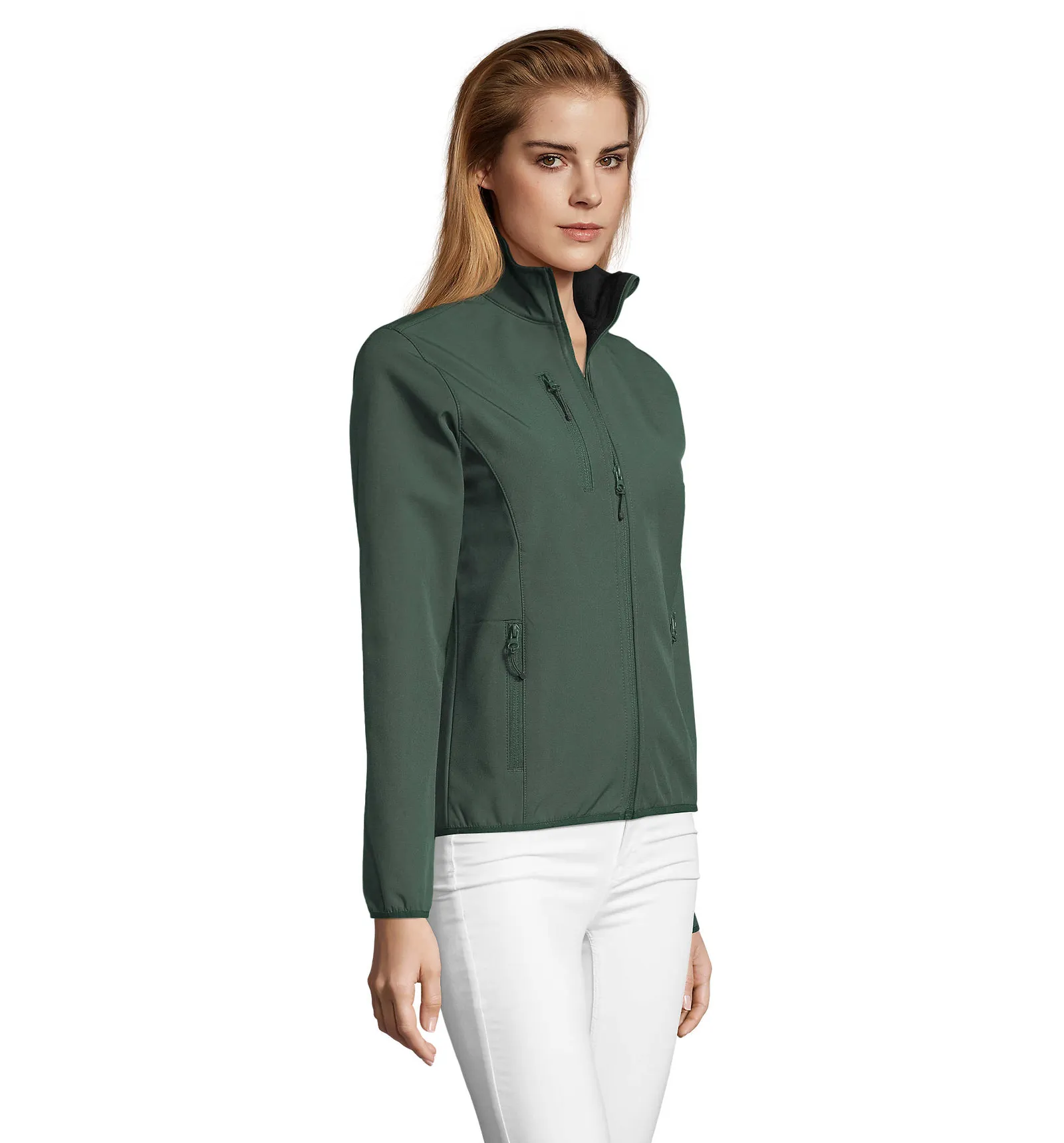Softshell SOL'S Radian Women, Forest green, su modello, lato
