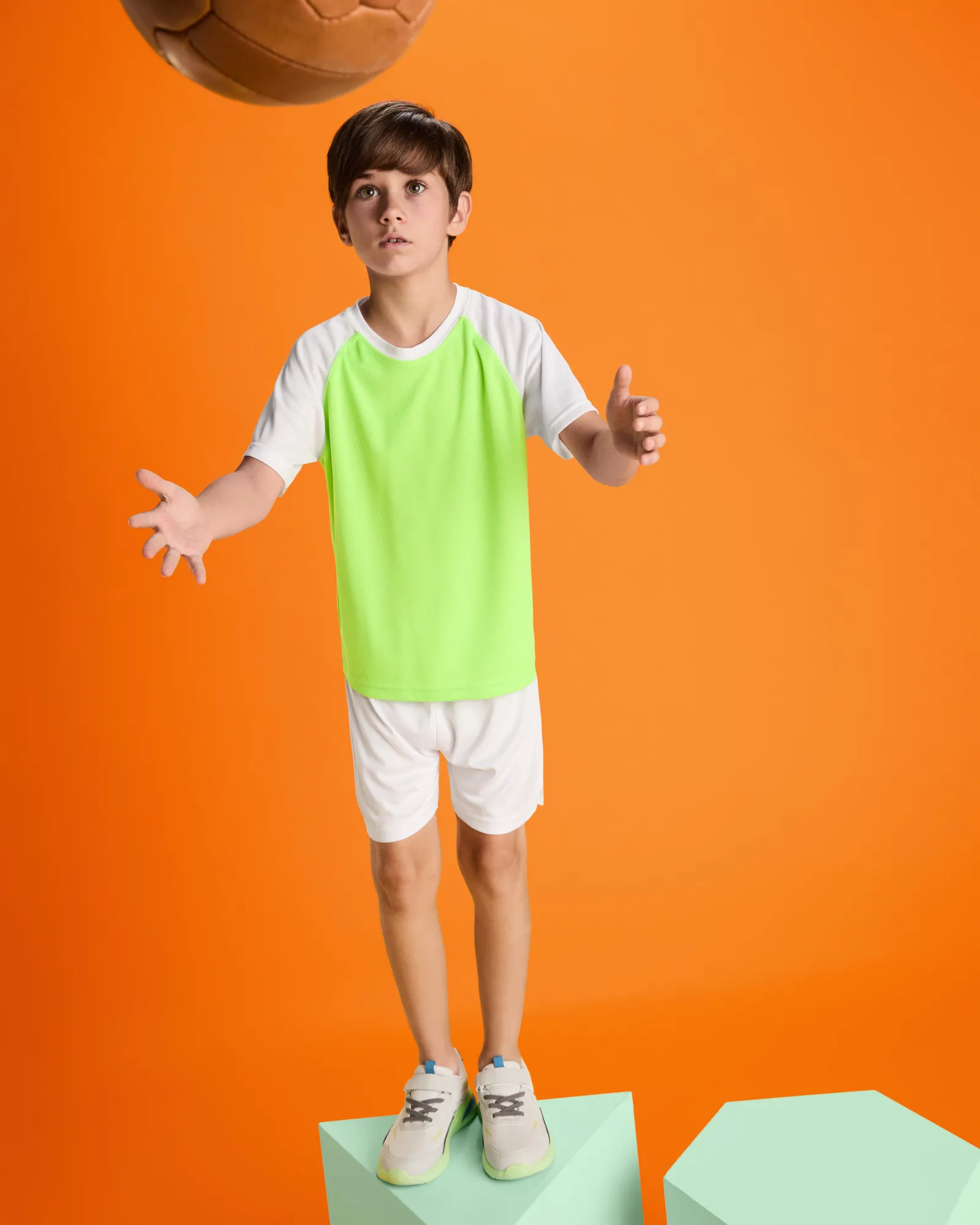 T-shirt tecnica Roly Indianapolis, Verde Fluor/Bianco