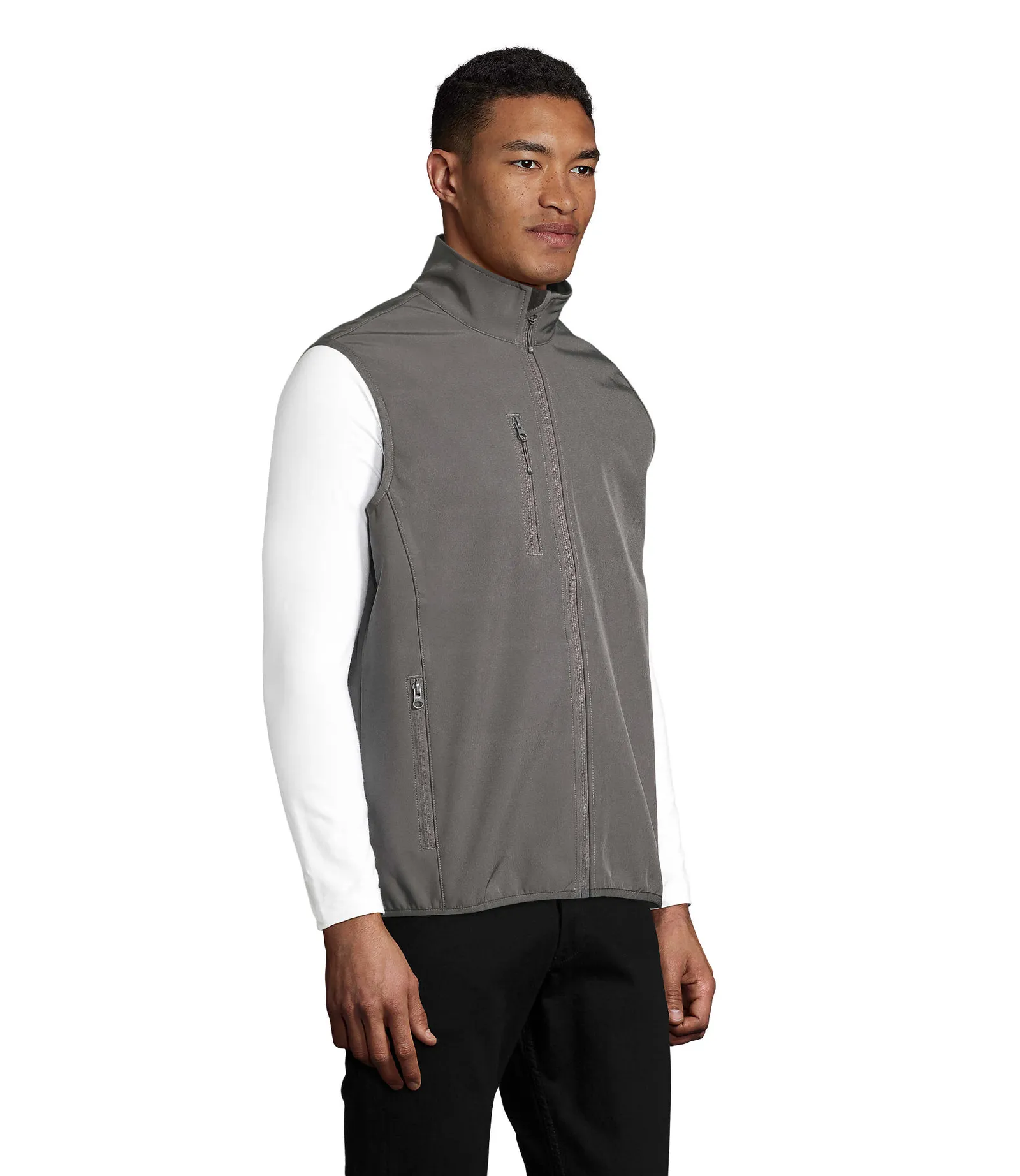 Gilet SOL'S Falcon BW Men, Charcoal grey, su modello, lato