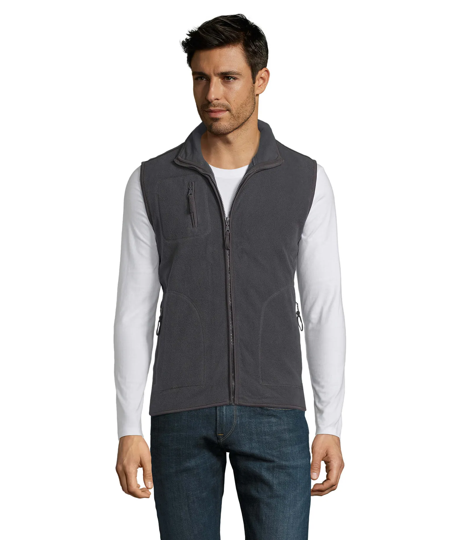 Gilet SOL'S Norway, Charcoal grey, su modello, fronte