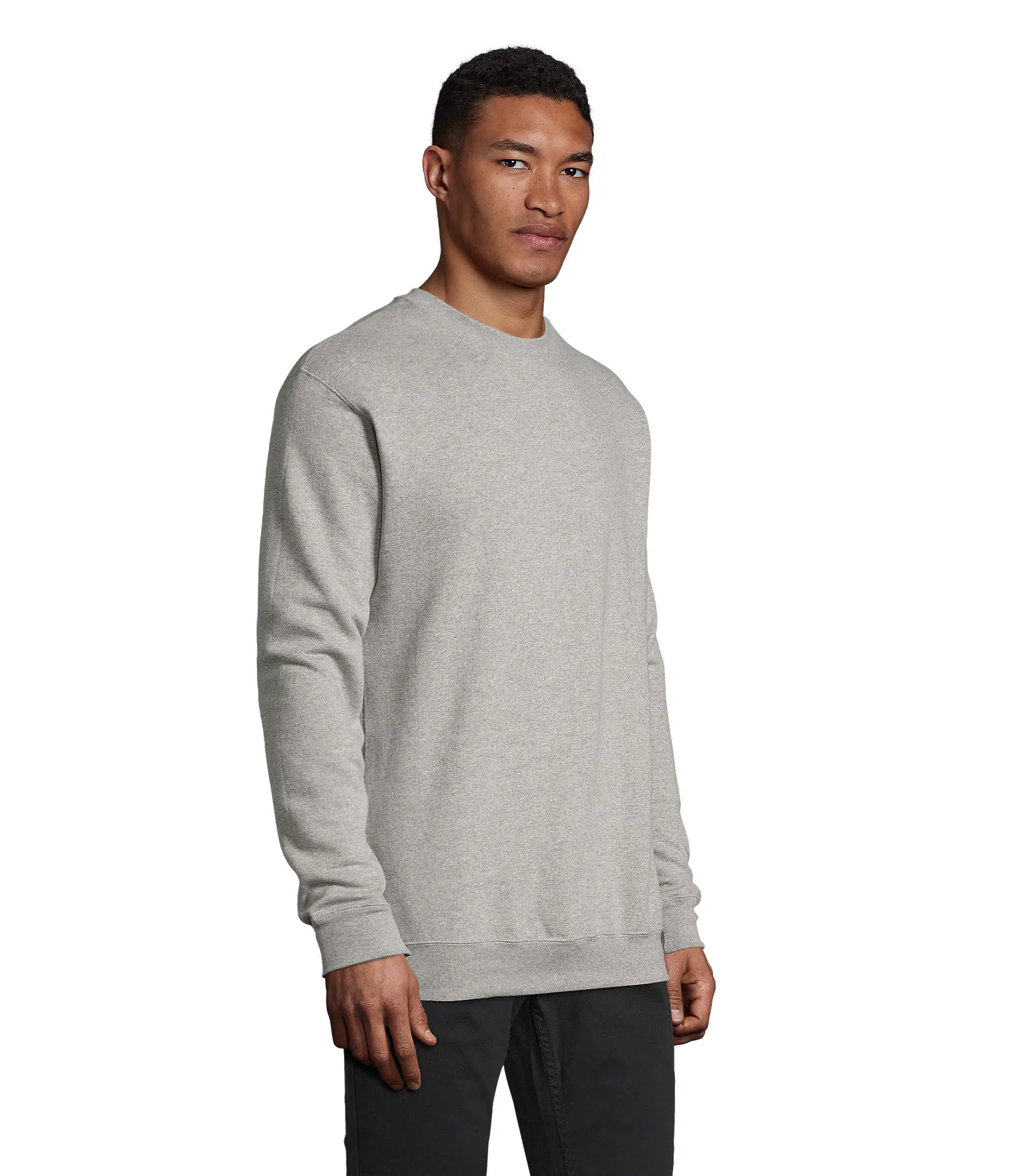 Felpa girocollo SOL'S Supreme, Grey melange, su modello, retro