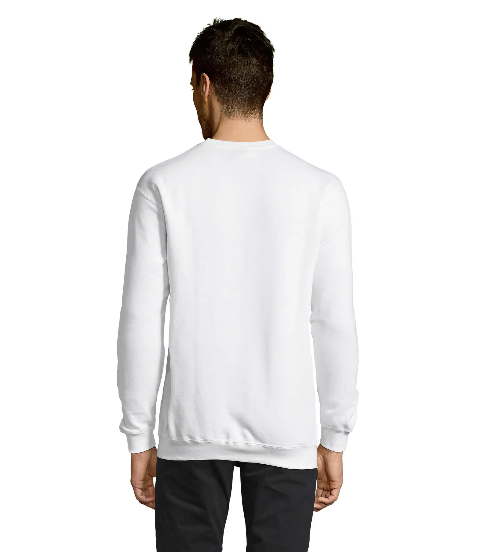 Felpa girocollo SOL'S Supreme, White, su modello, retro