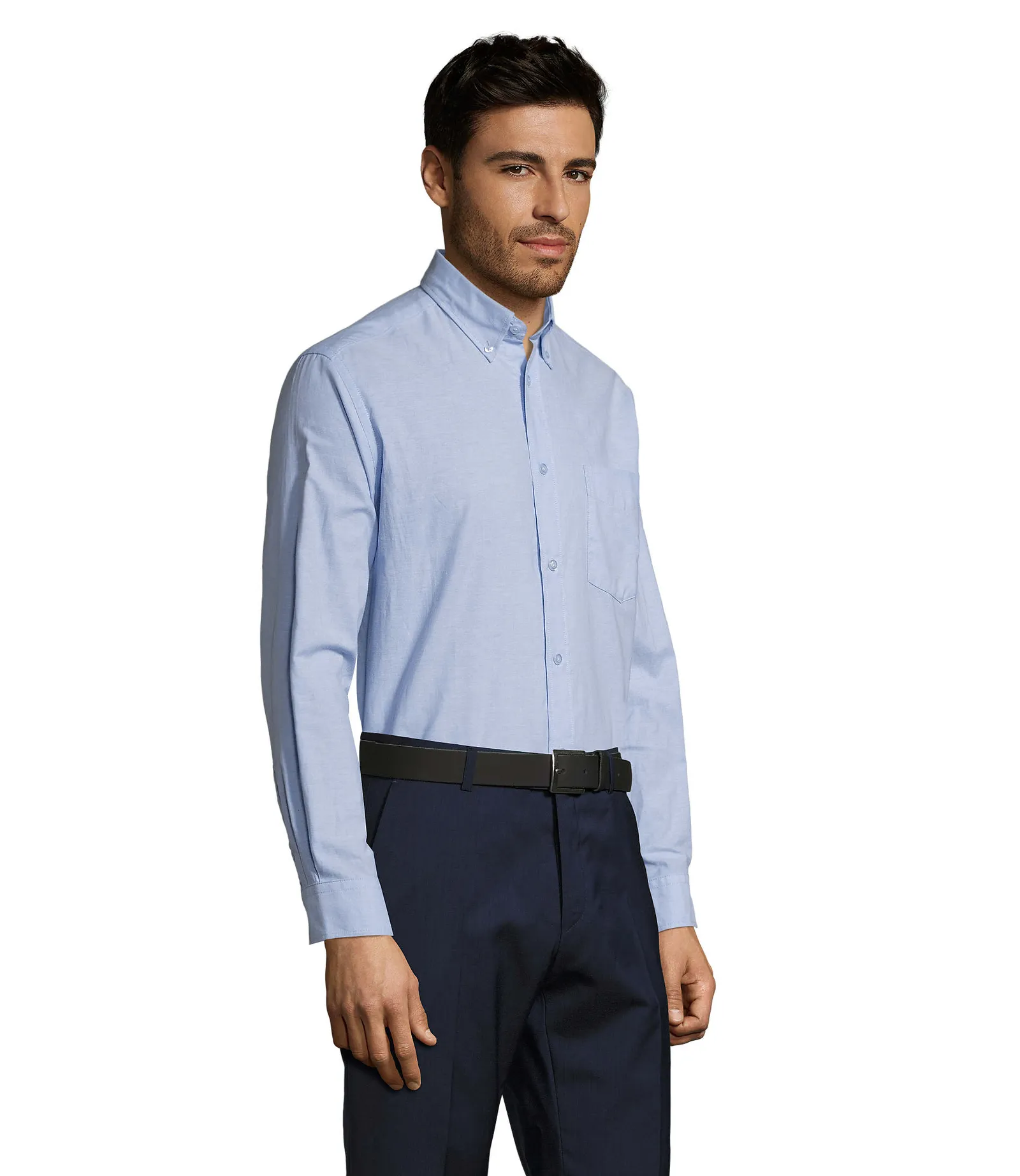 Camicia manica lunga SOL'S Boston, Sky blue, su modello, lato